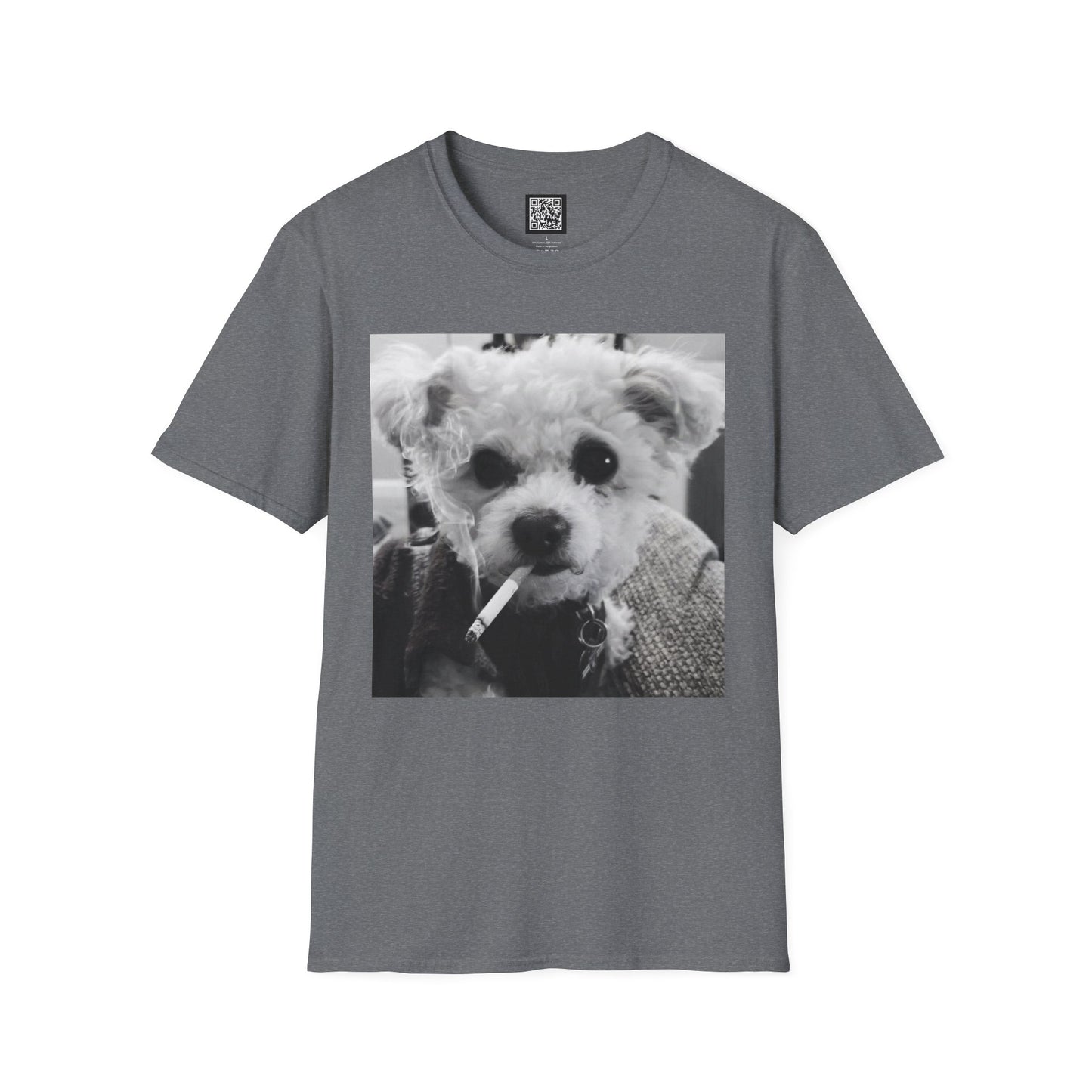 Personalized Smoking Puppy Photo T-Shirt — Retro Black & White Cute Dog Graphic Tee