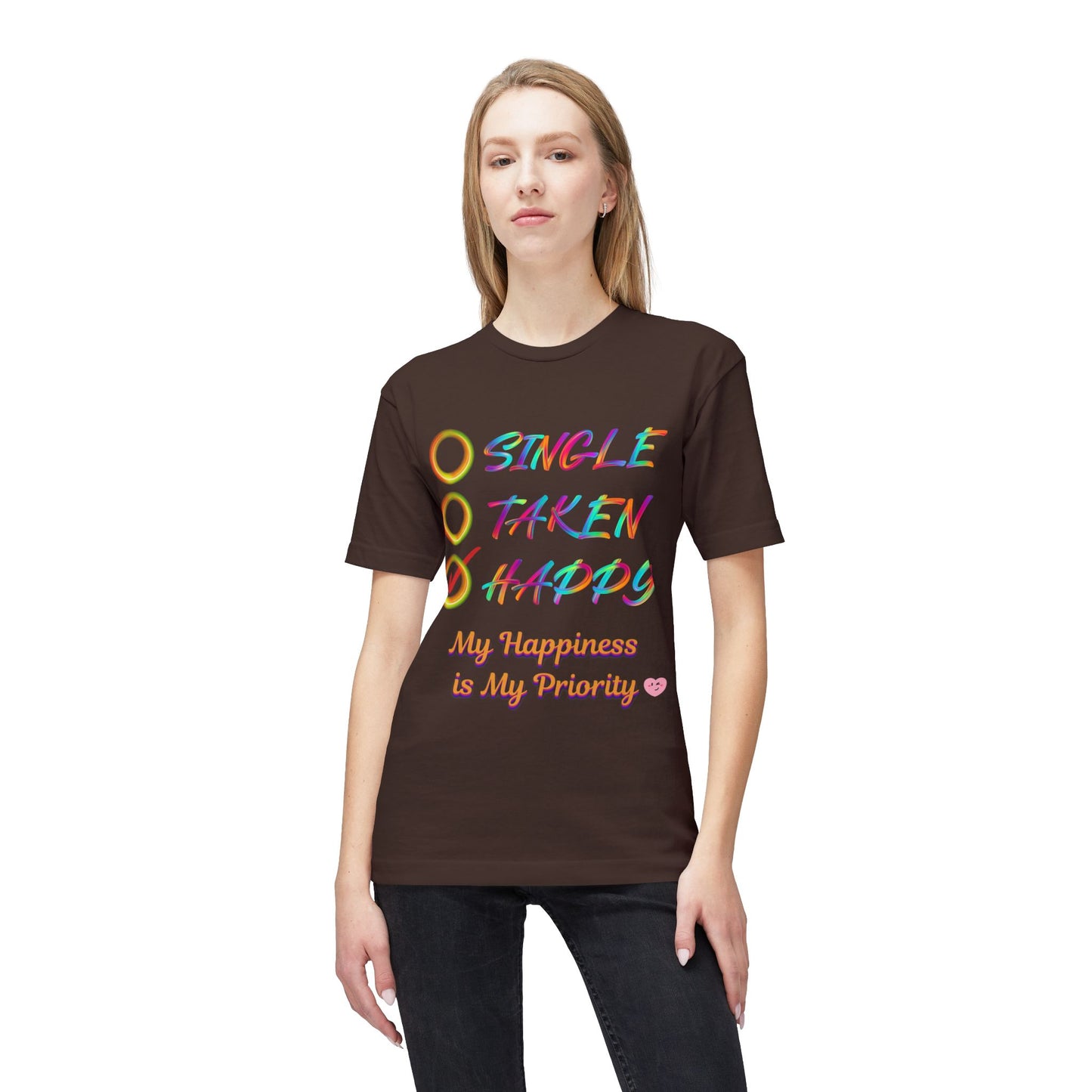 My Happiness is My Priority, Unisex Midweight T-shirt, Valentine to Myself T-Shirt, Valentine T-Shirt, Self-Love T-Shirts, Taken, Single Happy