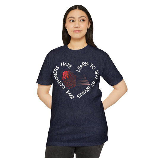 Vibrant Love Trump Hate Unisex T-Shirt, Graphic Tee for Casual Wear, Ideal for Gift, Summer Vibes, Celebration Style, Trendy Streetwear