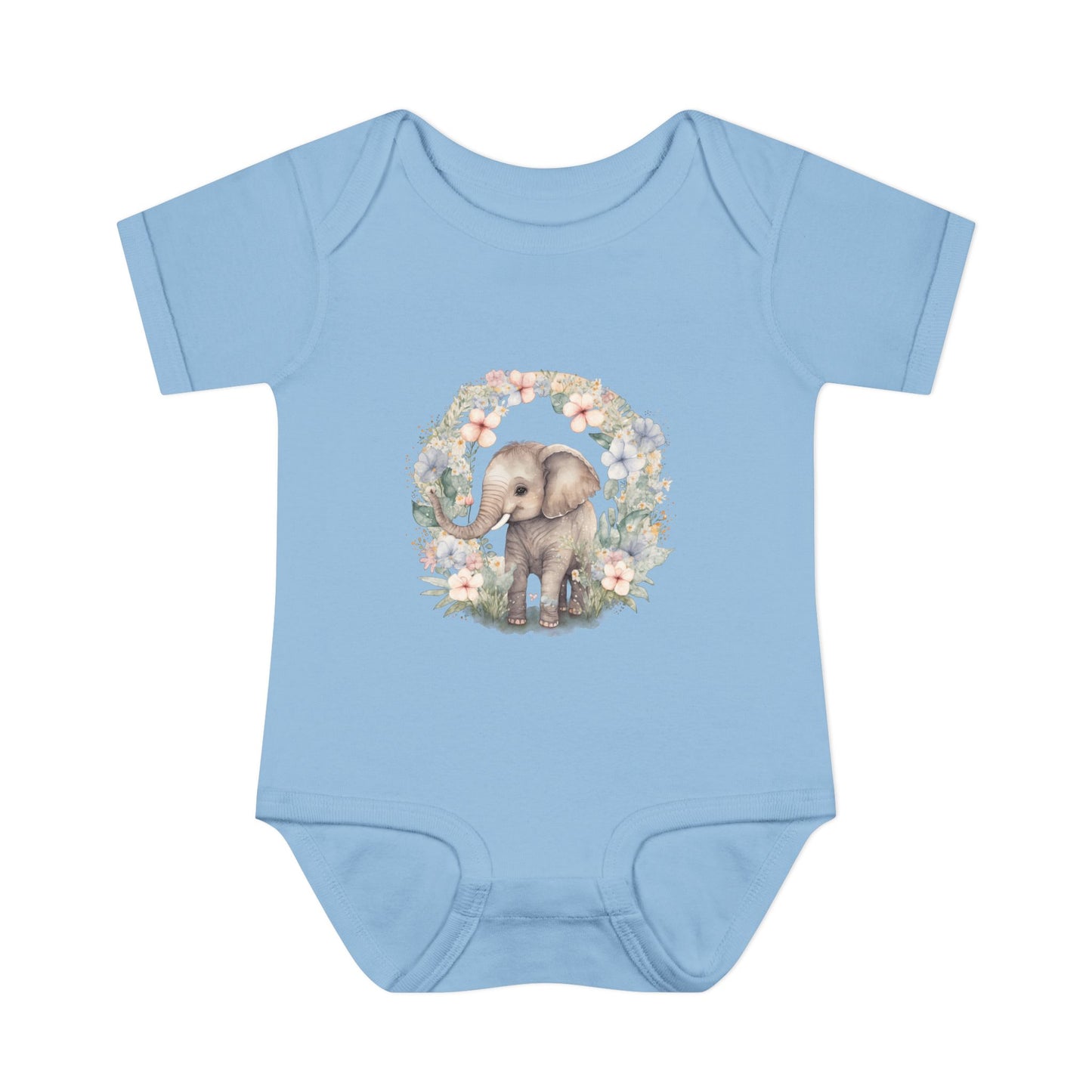 Elephant Baby Bodysuit, Cute Infant Outfit, Baby Shower Gift, Gender Neutral, Woodland Theme, Floral Design, Newborn Clothing