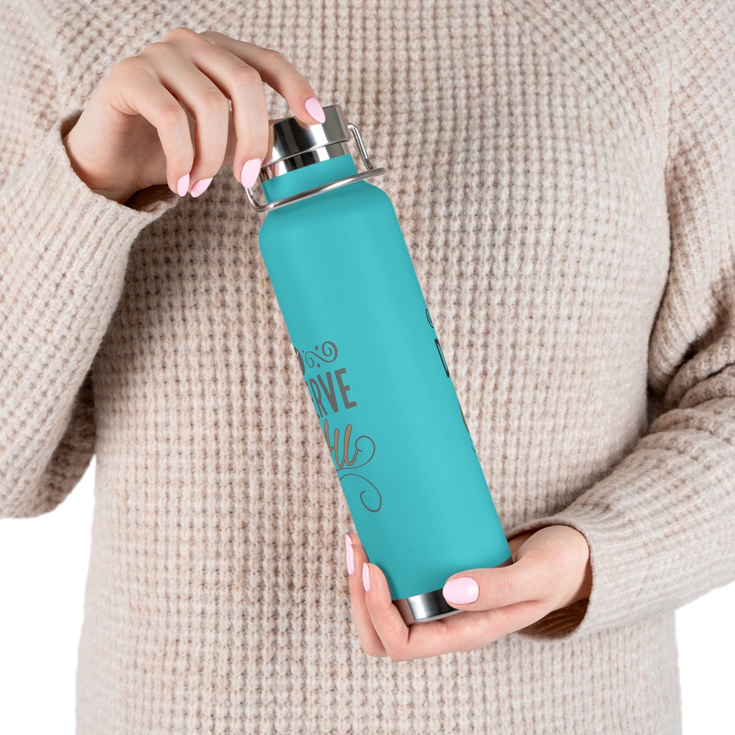 "I Deserve It All" Copper Vacuum Insulated Bottle, 22oz, Inspirational Lyrics from Kendrick Lamar Man in the Garden, Kendrick Lamar Fan Merchandise