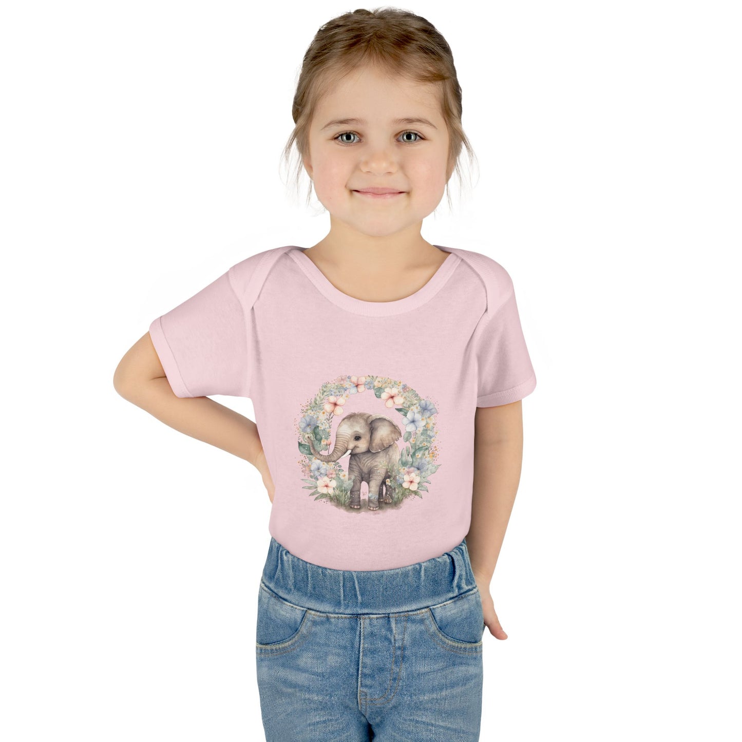 Elephant Baby Bodysuit, Cute Infant Outfit, Baby Shower Gift, Gender Neutral, Woodland Theme, Floral Design, Newborn Clothing