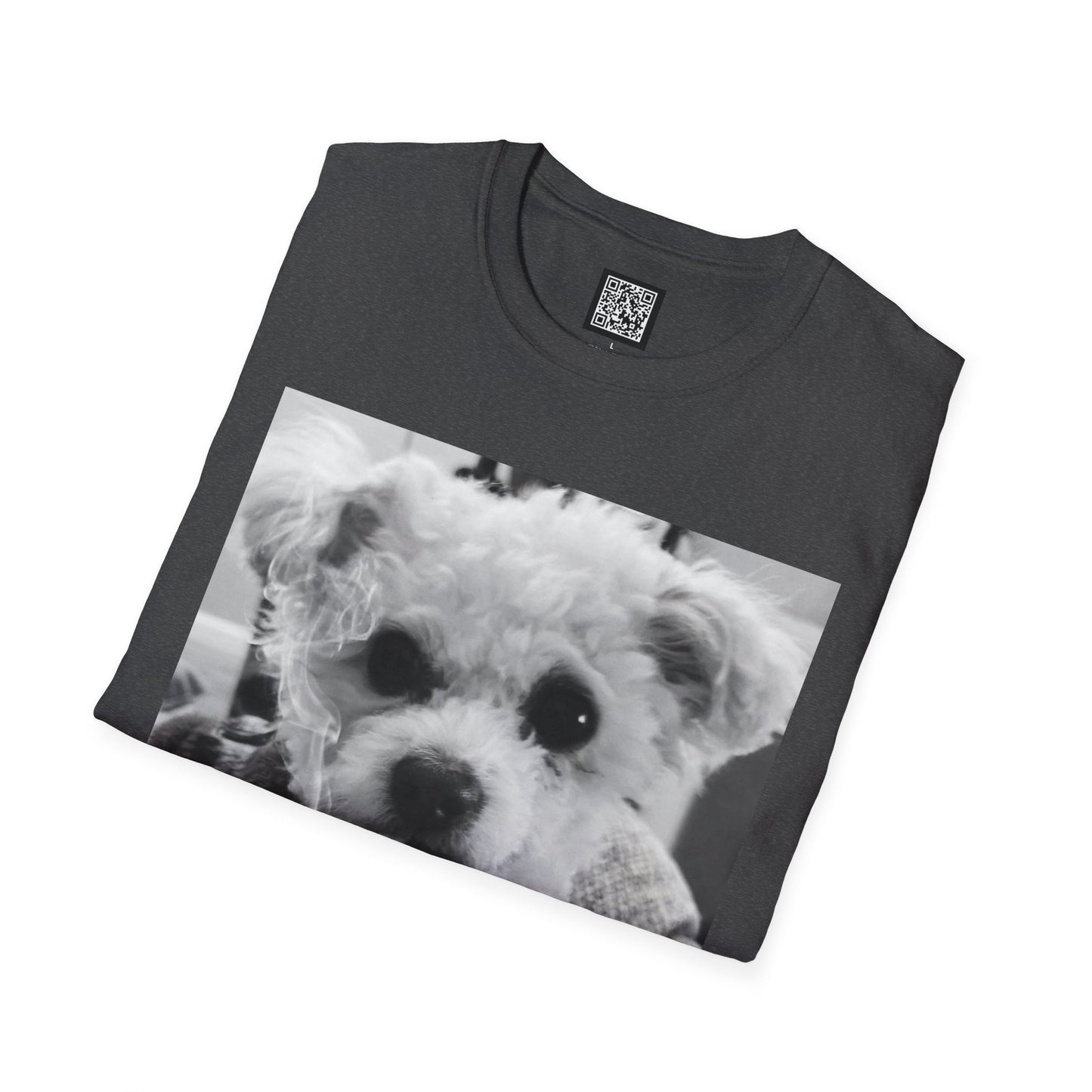 Personalized Smoking Puppy Photo T-Shirt — Retro Black & White Cute Dog Graphic Tee