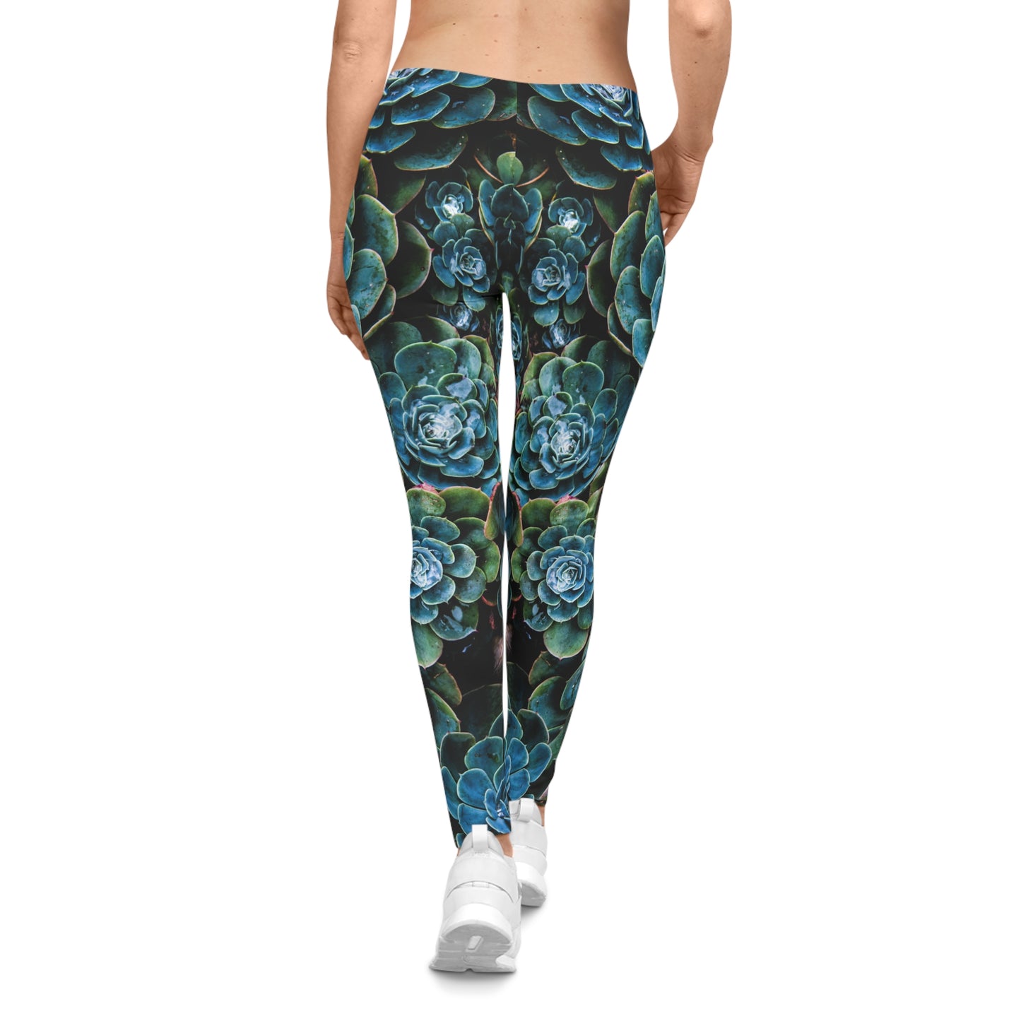 Succulent Print Women's Leggings — Botanical Green AOP Yoga Pants