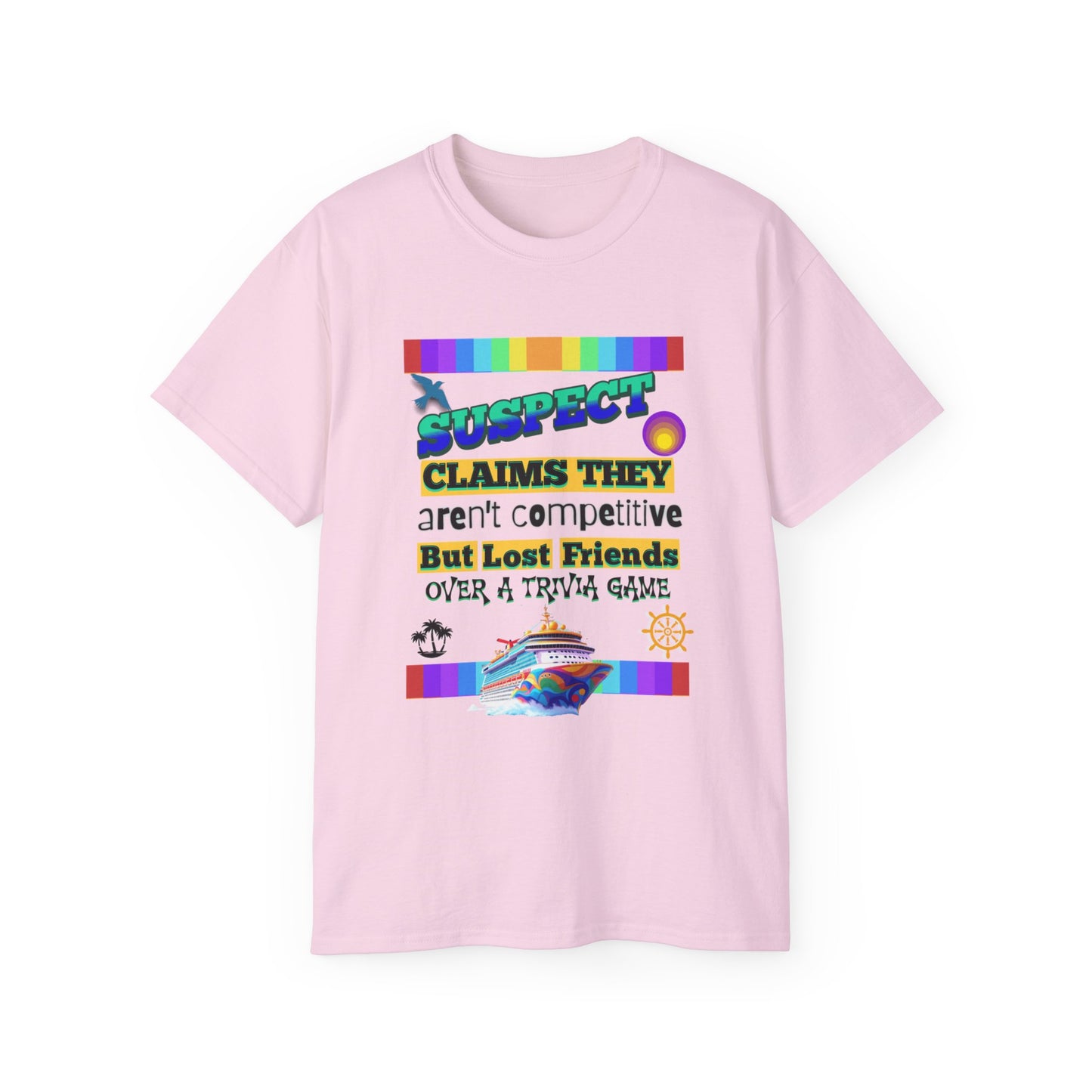Competitive Spirit Cruise Crew Unisex Tee - Fun Trivia Game Shirt, Gift for Friends, Casual Wear, Family Game Night, Unique Graphic Tee