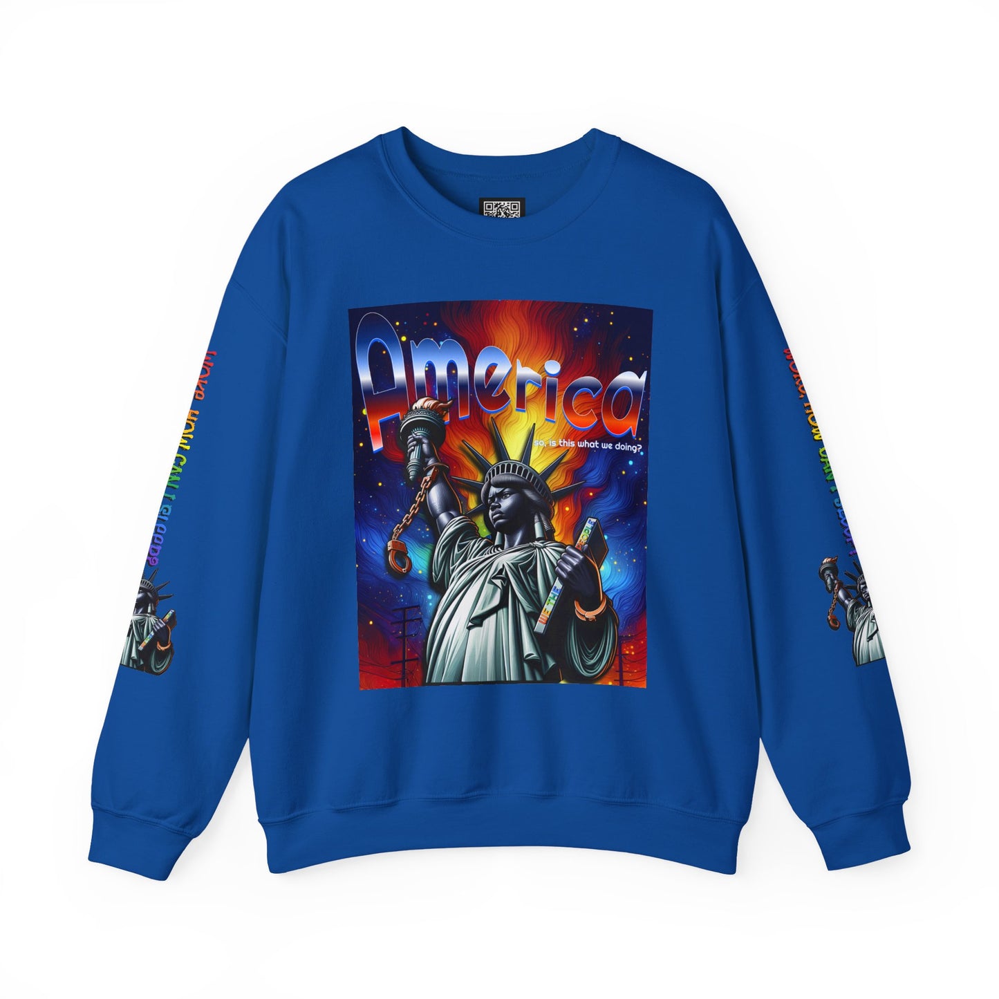 America Graphic Crewneck Sweatshirt - Juneteenth Unisex Heavy Blend™ - Casual Activist Fashion, No Kings Protest Shirt, Hands Off Protest Tee