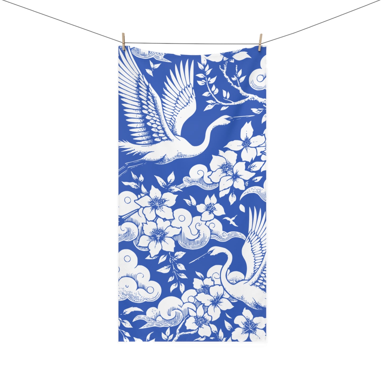 Elegant Crane-Pattern Mink-Cotton Towel, Beautiful Spa Gift, Beach Accessory, Bathroom Decor, Elegant Beach Towel, Home Gift
