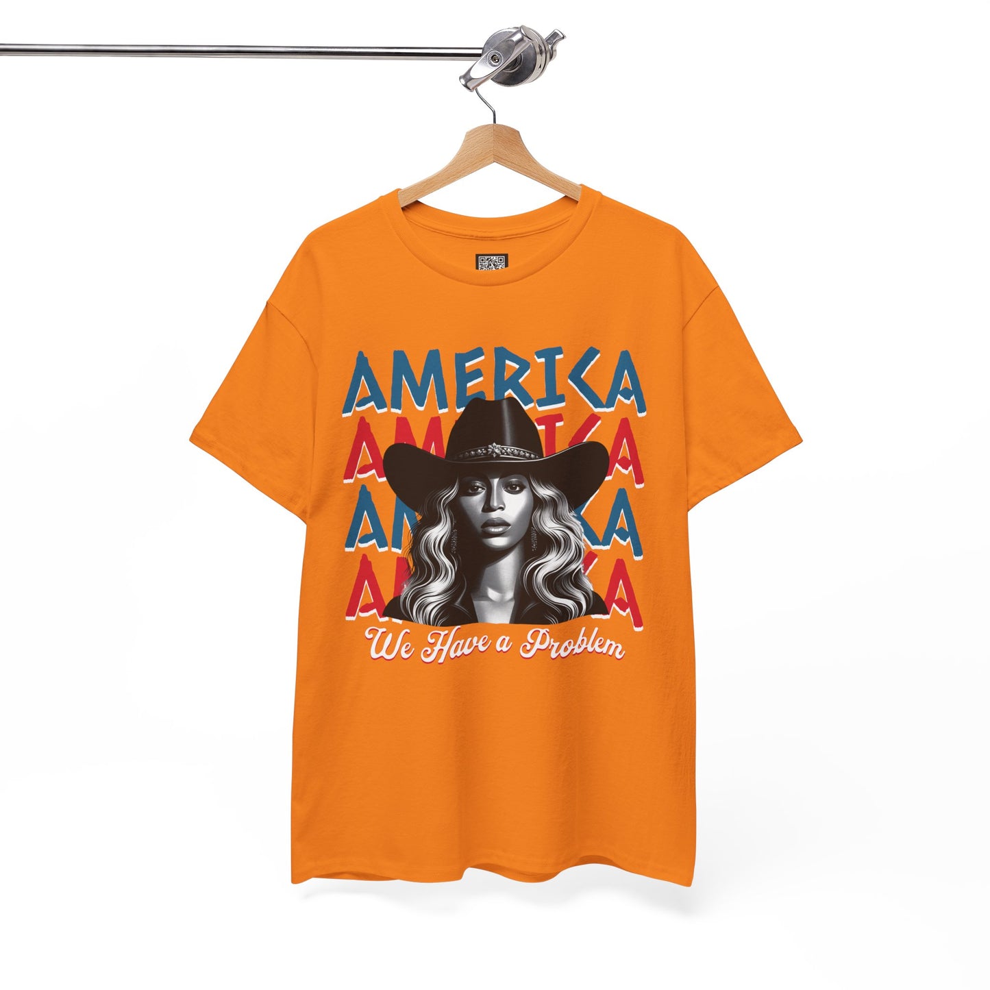 Patriotic Unisex Heavy Cotton Tee - 'Beyonce, America, We Have a Problem' Graphic Tee for Beyonce Fan Lovers, Beyonce Concert Tees