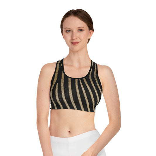 Stylish Zebra Print Sports Bra - Animal Print Bra for Women, Zebra Print Sports Bra (Matching Panties Sold Separately),