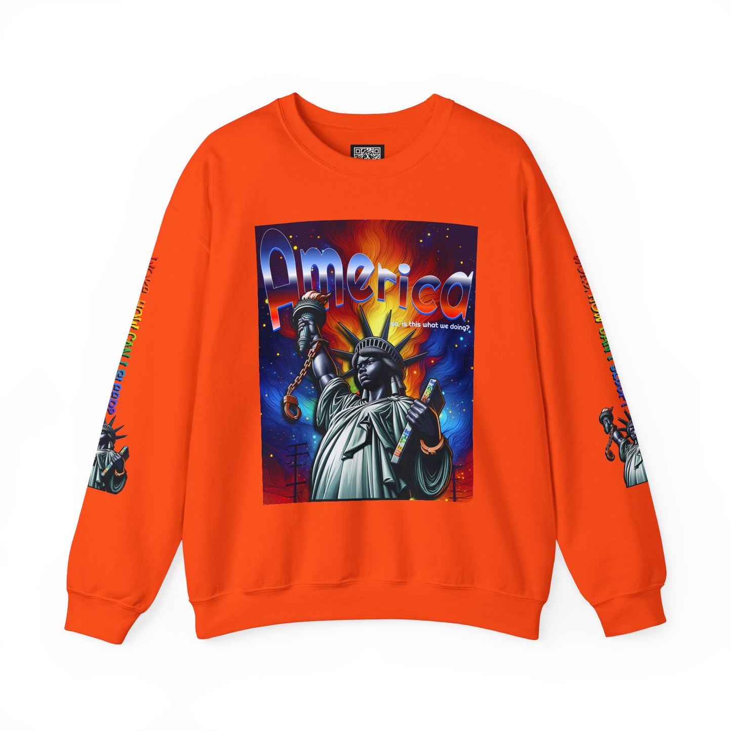 America Graphic Crewneck Sweatshirt - Juneteenth Unisex Heavy Blend™ - Casual Activist Fashion, No Kings Protest Shirt, Hands Off Protest Tee