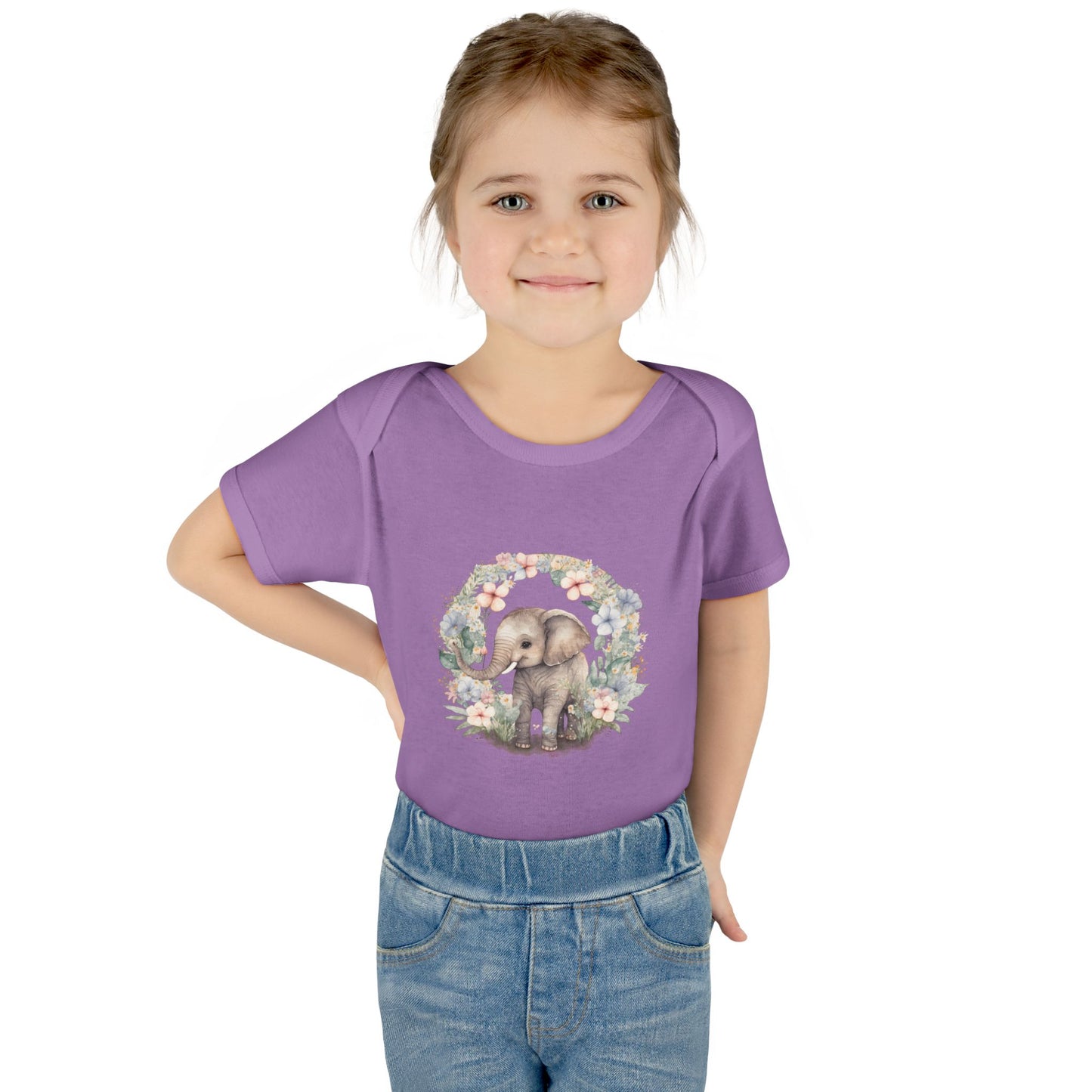 Elephant Baby Bodysuit, Cute Infant Outfit, Baby Shower Gift, Gender Neutral, Woodland Theme, Floral Design, Newborn Clothing