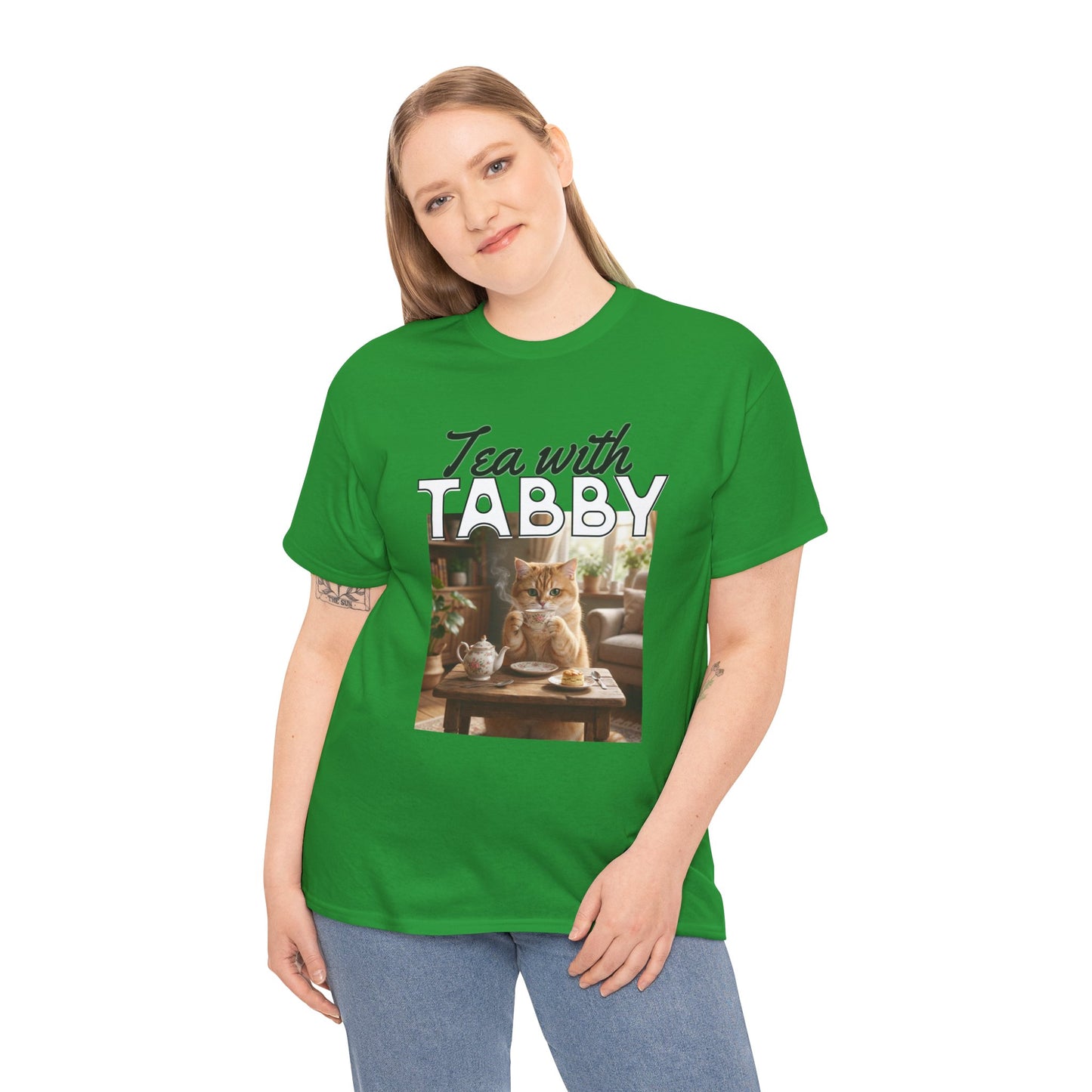 Personalized Tea with Tabby T-Shirt — Custom Cozy Cat Graphic Tee