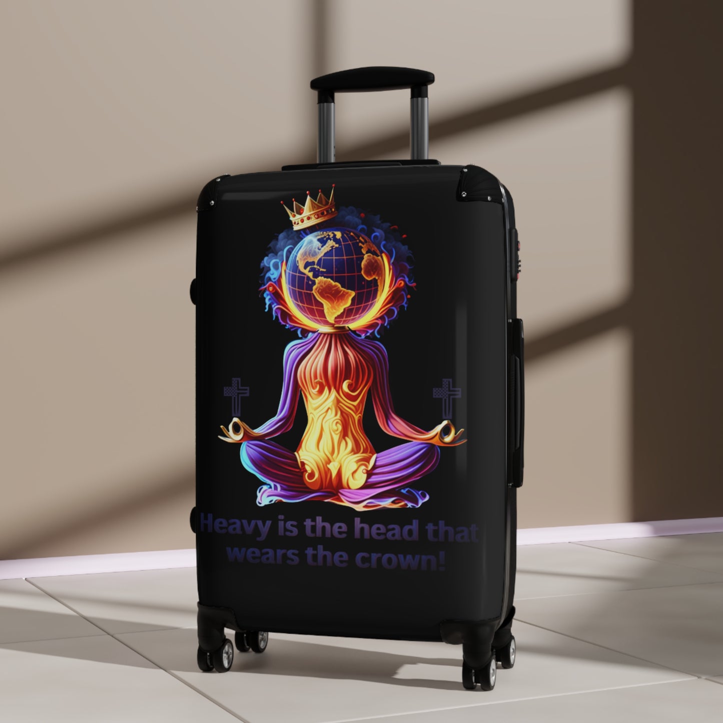 "Heavy is the Head" Travel Suitcase, Women Custom Suitcase, Inspirational Suitcase for Women, Colorful Suitcase for Women