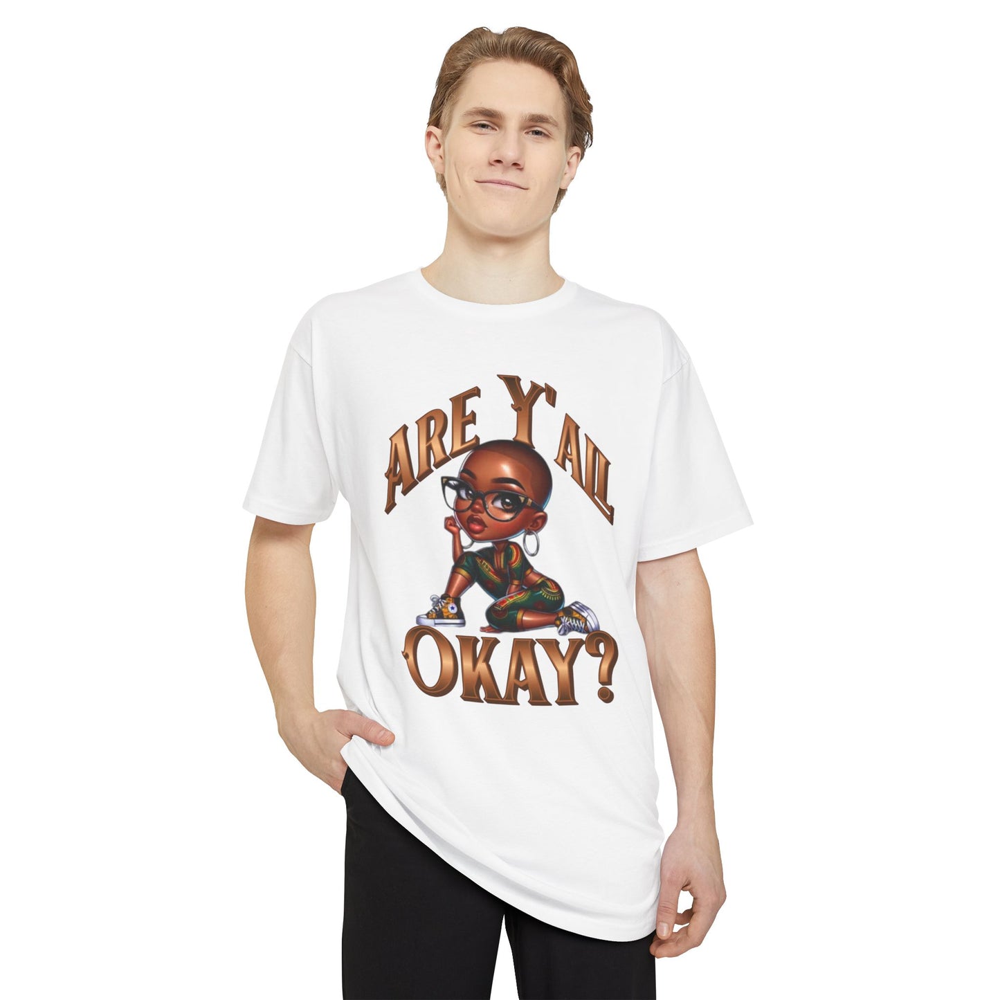 Long Body Tee — 'Are Y’all Okay?' Urban Cartoon Graphic