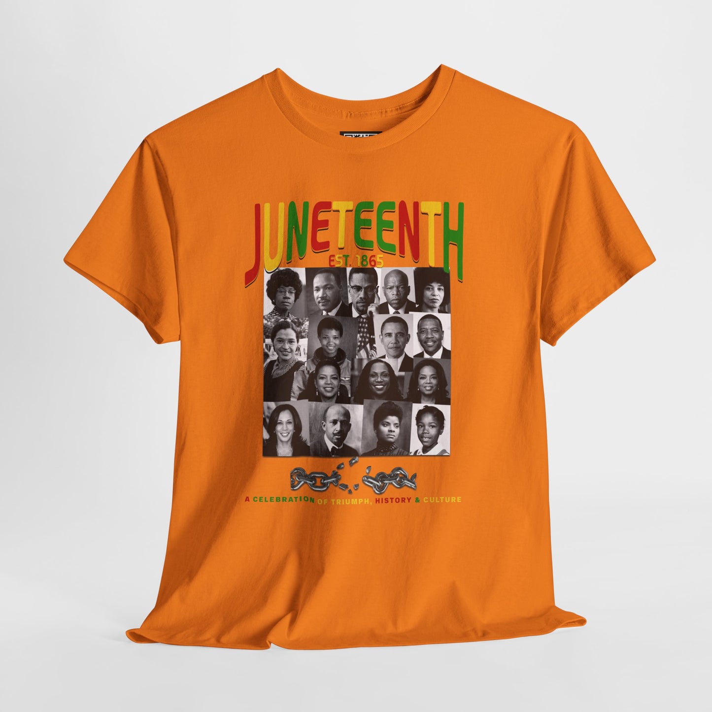 Juneteenth Celebration T-Shirt – "Let Freedom Ring" Colorful Chain Design (Est. 1865)