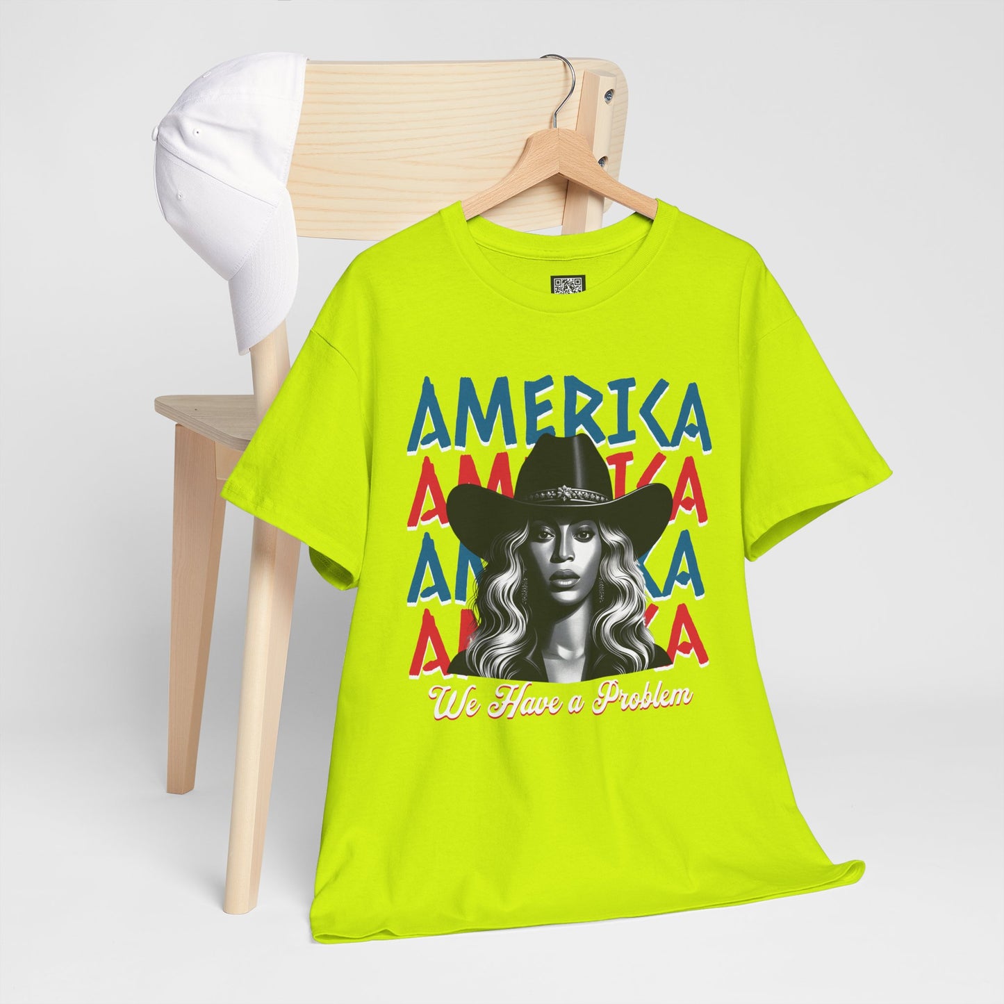 Patriotic Unisex Heavy Cotton Tee - 'Beyonce, America, We Have a Problem' Graphic Tee for Beyonce Fan Lovers, Beyonce Concert Tees