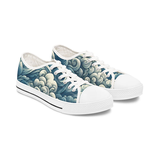 Women's Artistic Cloud Print Sneakers | Trendy Low-Top Shoes, Walking Sneakers, Casual Footwear, Gift for Her, Unique Sneaker Design