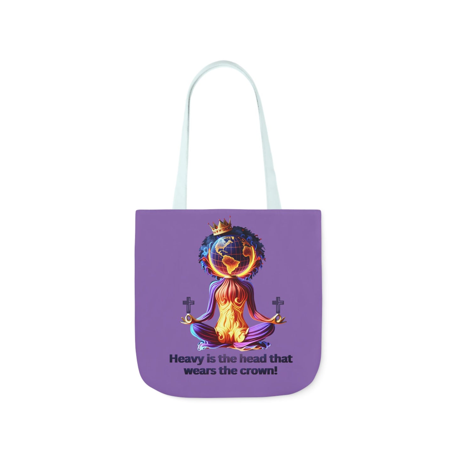 "Heavy is the Head" Canvas Tote Bag, 5-Color Straps, Purple Tote Bag for Women, Purple Inspirational Tote Bag for Women, Tote Bag Gift for Women