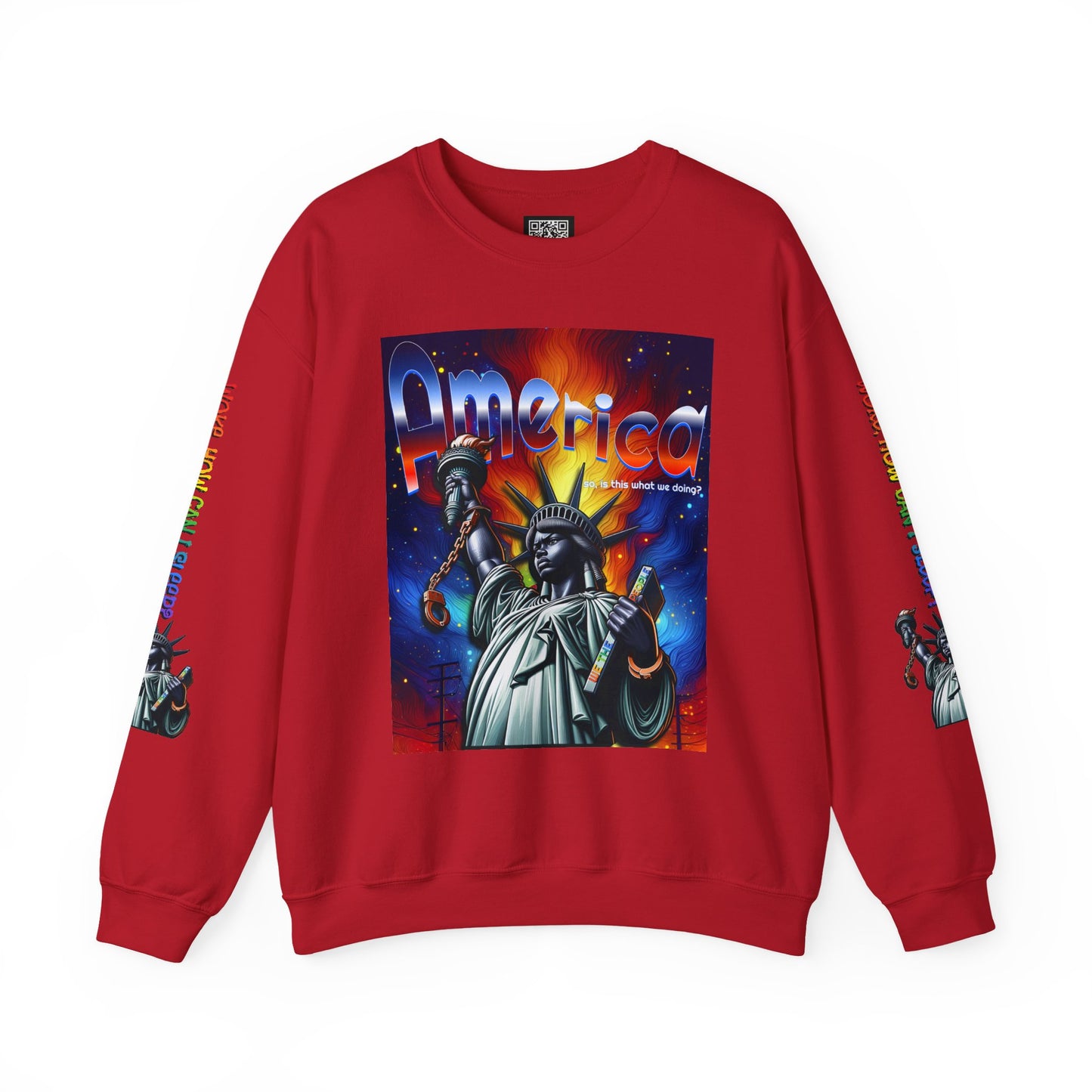 America Graphic Crewneck Sweatshirt - Juneteenth Unisex Heavy Blend™ - Casual Activist Fashion, No Kings Protest Shirt, Hands Off Protest Tee
