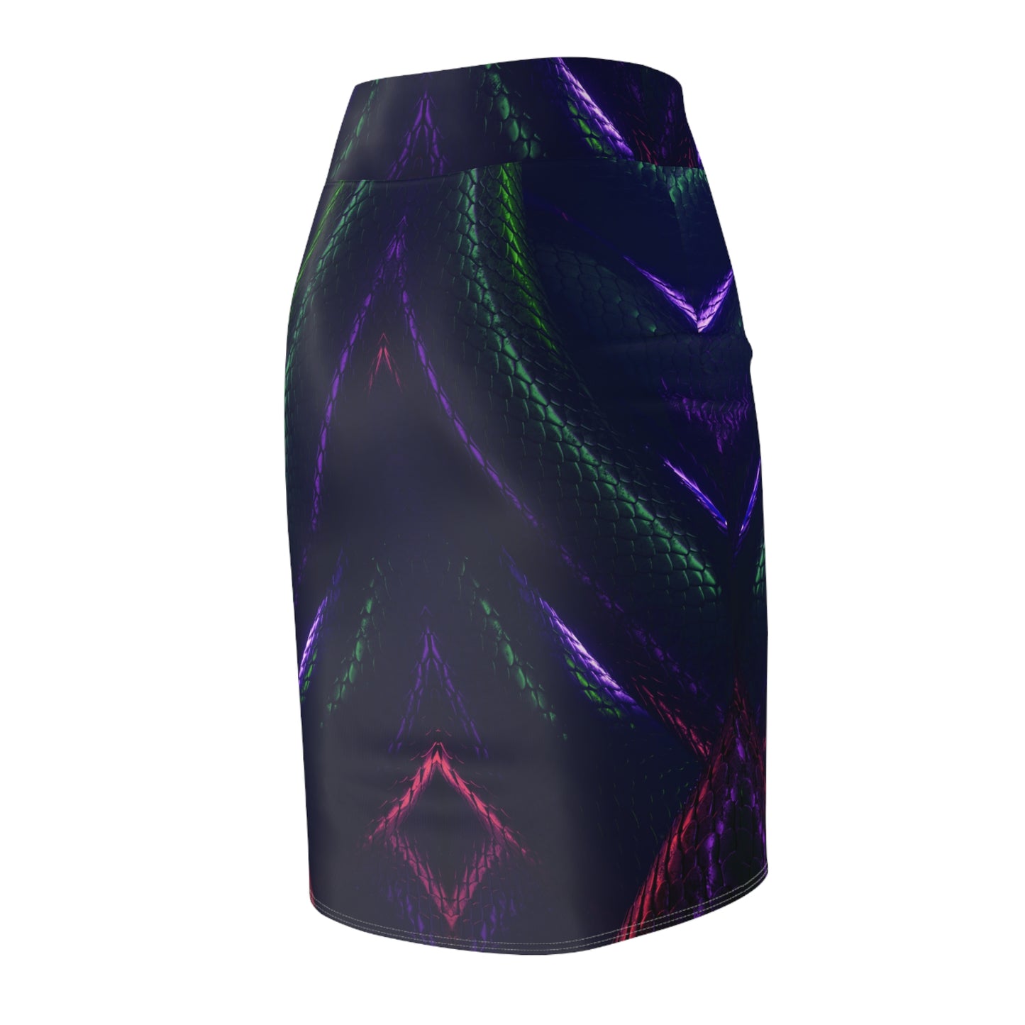 Neon Snake Print Women's Pencil Skirt