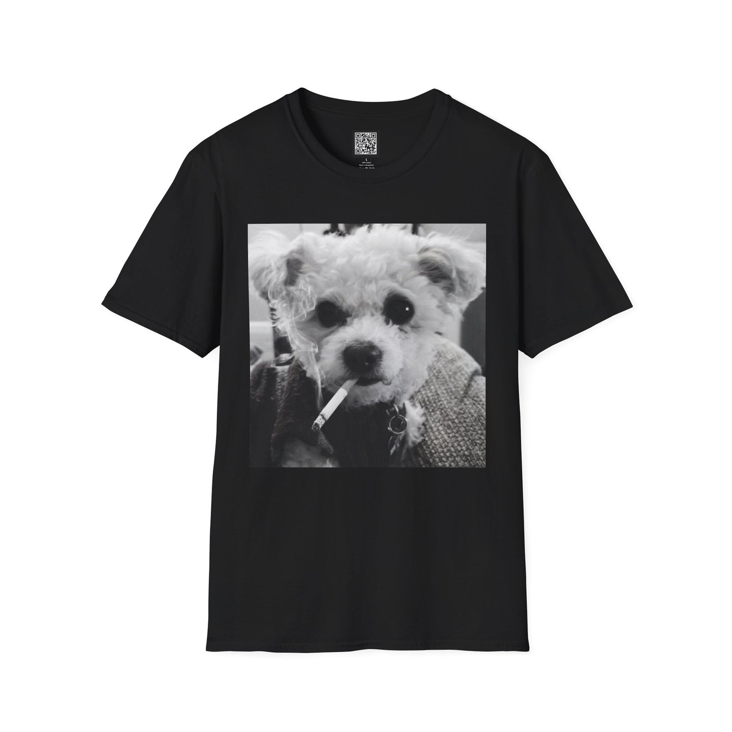 Personalized Smoking Puppy Photo T-Shirt — Retro Black & White Cute Dog Graphic Tee
