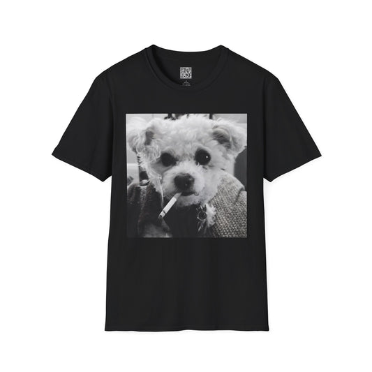 Personalized Smoking Puppy Photo T-Shirt — Retro Black & White Cute Dog Graphic Tee