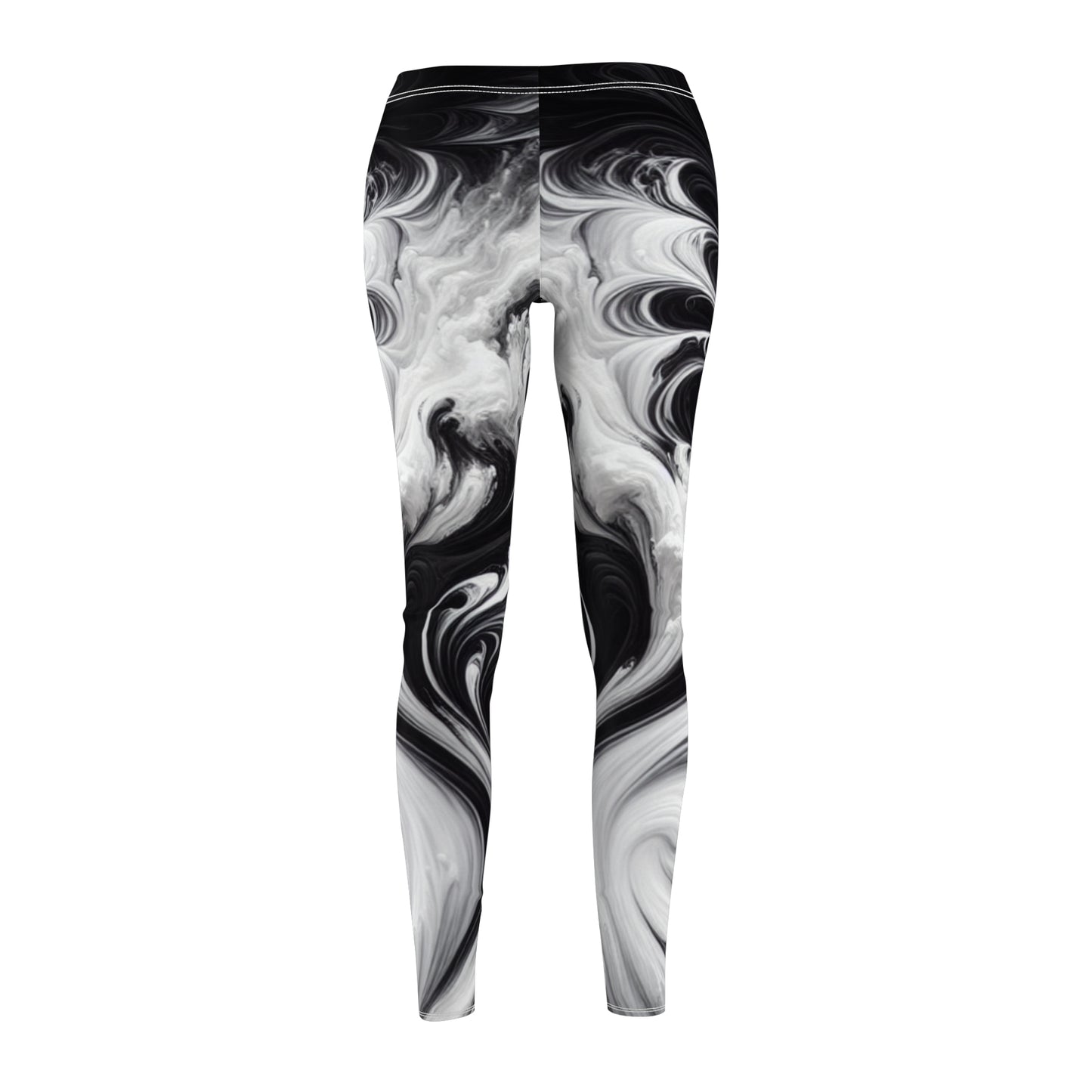 Women's Swirl Print Leggings, Trendy Activewear, Stylish Yoga Pants, Comfortable Workout Tights, Gift for Her, Casual workout Apparel, Black and white yoga pants.