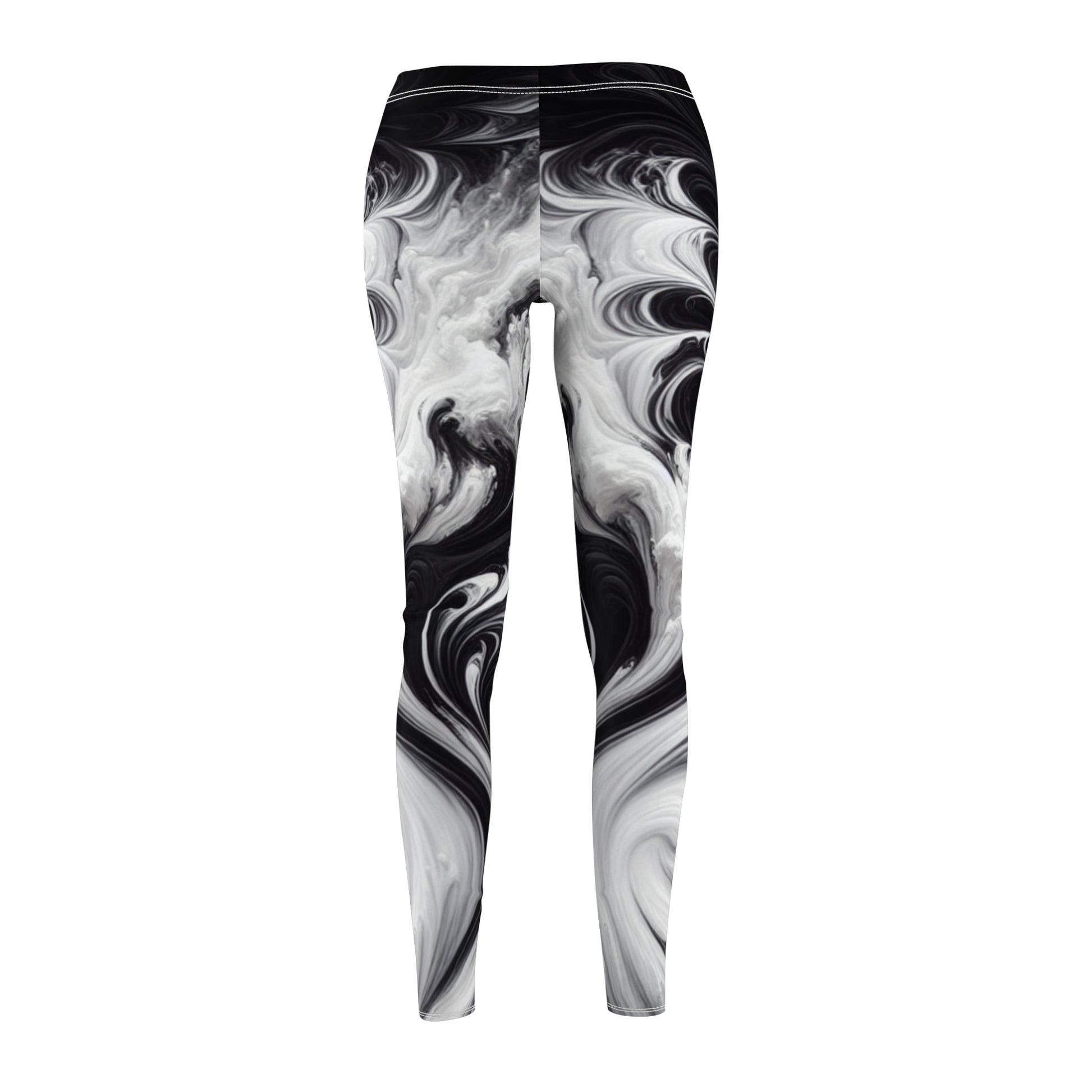 Women's Swirl Print Leggings, Trendy Activewear, Stylish Yoga Pants, Comfortable Workout Tights, Gift for Her, Casual workout Apparel, Black and white yoga pants.