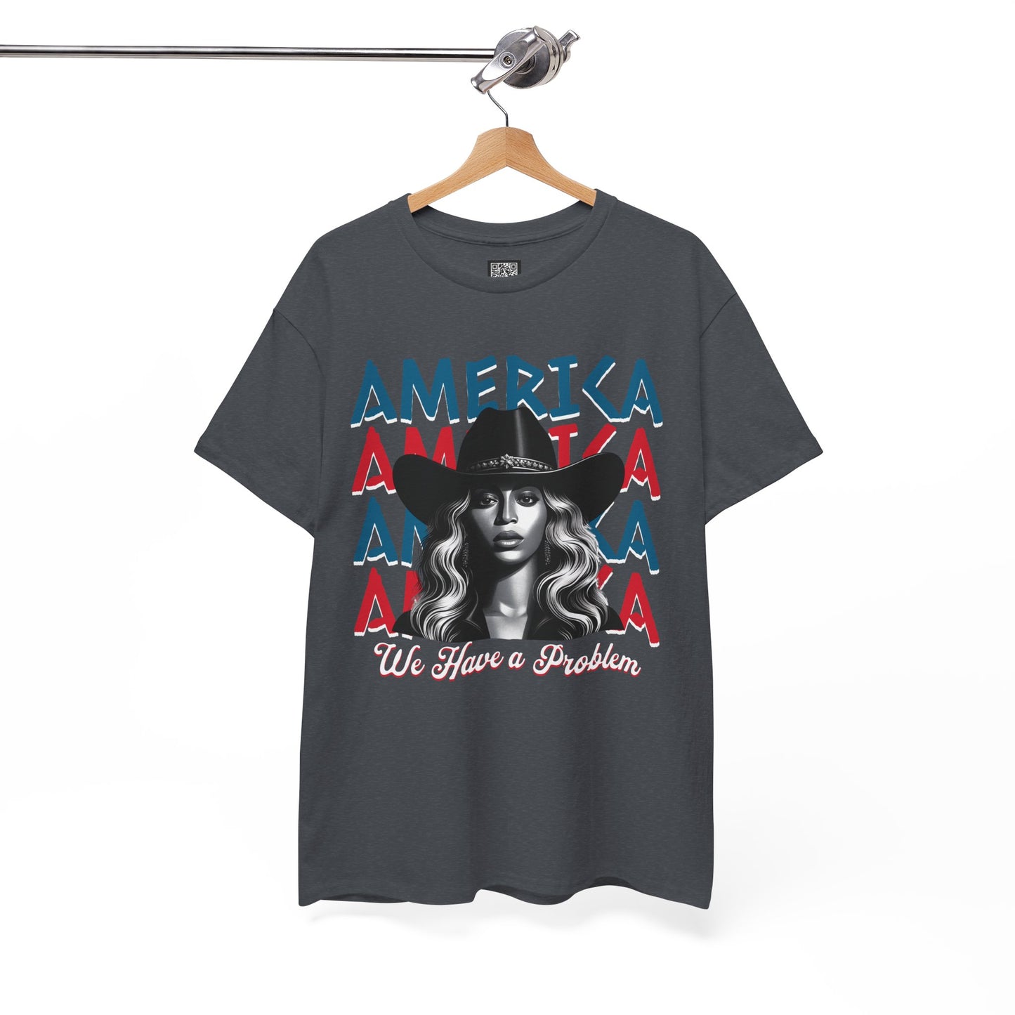 Patriotic Unisex Heavy Cotton Tee - 'Beyonce, America, We Have a Problem' Graphic Tee for Beyonce Fan Lovers, Beyonce Concert Tees
