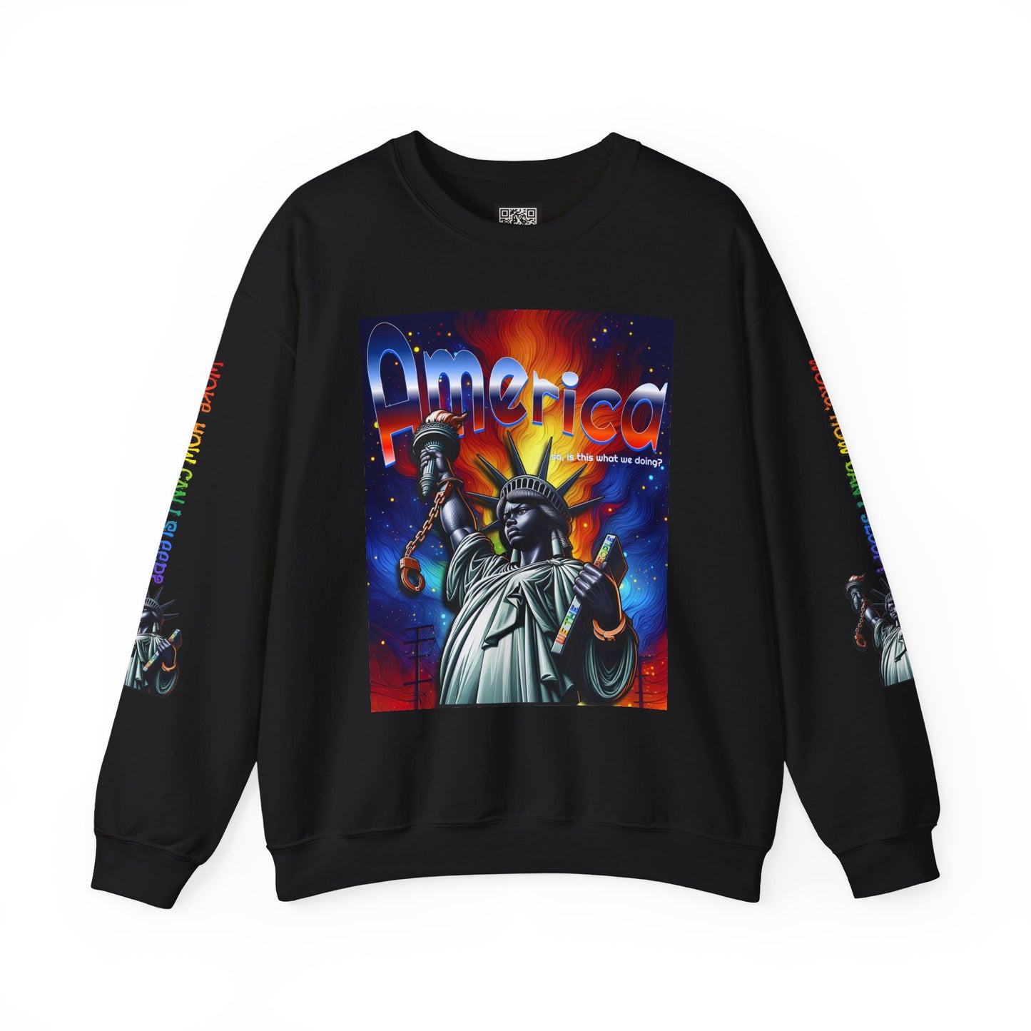 America Graphic Crewneck Sweatshirt - Juneteenth Unisex Heavy Blend™ - Casual Activist Fashion, No Kings Protest Shirt, Hands Off Protest Tee