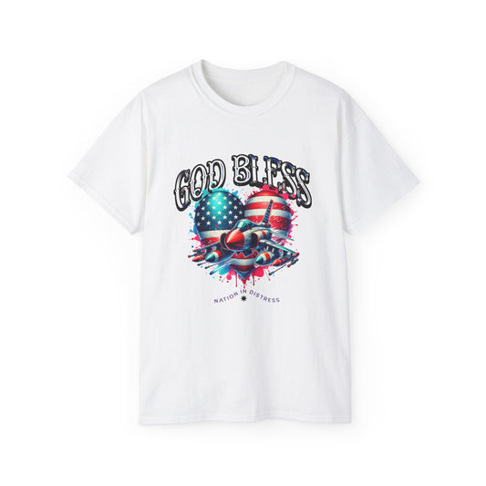 God Bless America Unisex Ultra Cotton T-Shirts, Nation in Distress Shirt, Fight for Democracy T-Shirt, God Bless the USA Tees