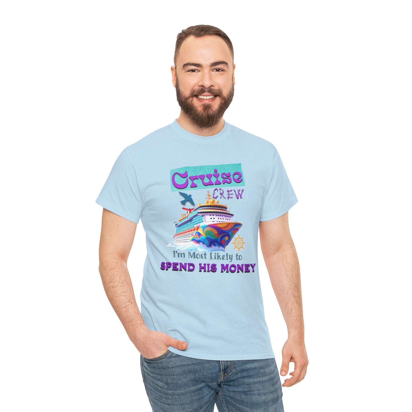 Funny Cruise Crew Tee, Vacation T-Shirt, Gift for Cruise Lovers, Vacation Humor Apparel, Travel Enthusiast Shirt, Spend His Money Tee