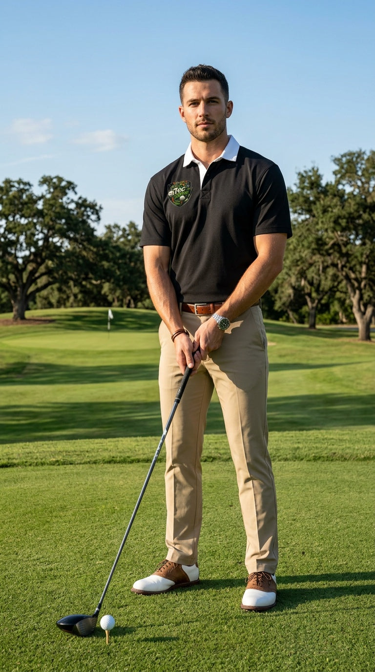 "It's Tee Time" Essential Contrast Polo Golf Shirt