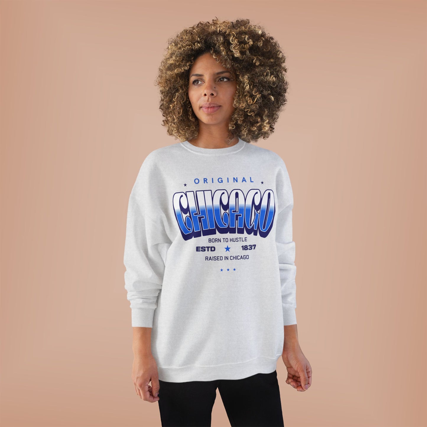 Chicago Hustle EcoSmart Crewneck Sweatshirt, Unisex Sweatshirt, Gift for Chicago Lovers, Trendy Streetwear, Casual Wear, Cozy Sweatshirt