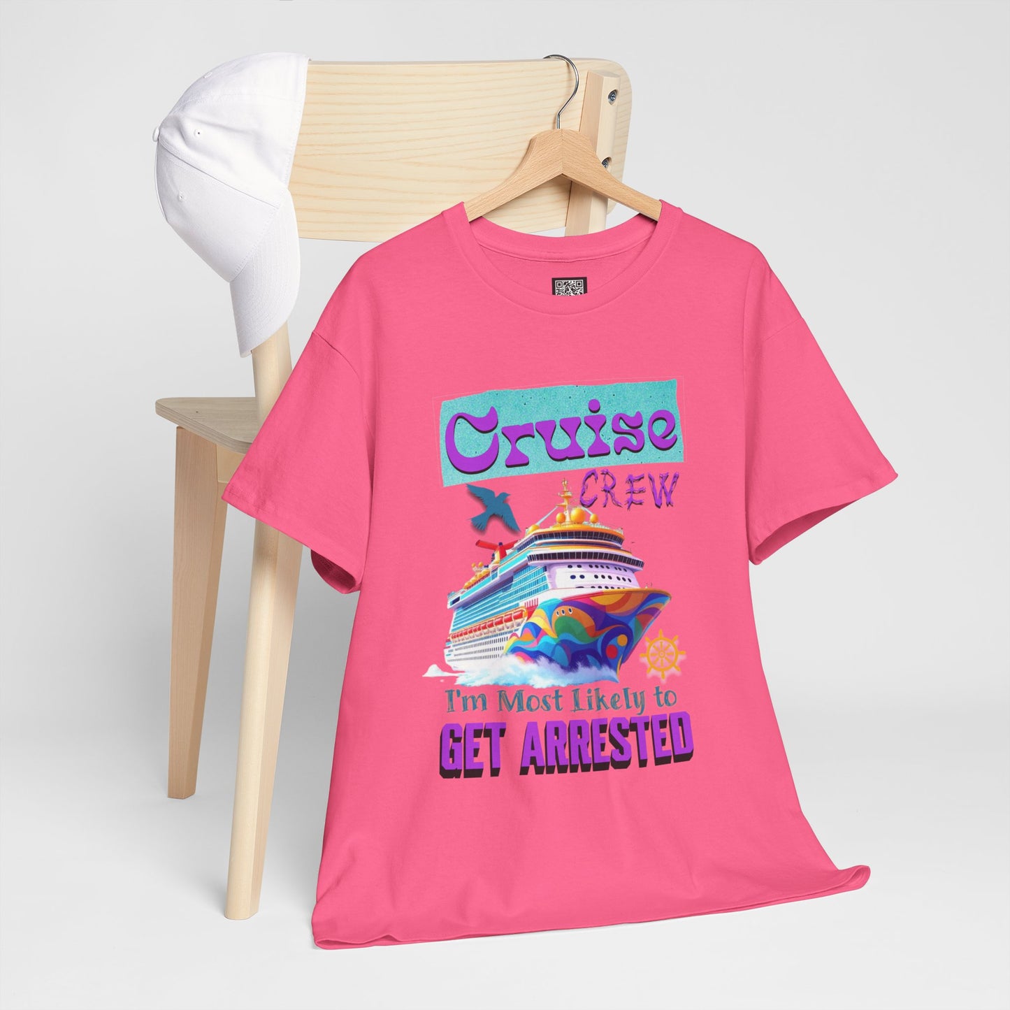 Cruise Crew Unisex Heavy Cotton Tee - Fun Vacation Shirt for Cruise Lovers, Cruise Travel Enthusiasts, Get Arrested Humor, Cruise Summer Beachwear,