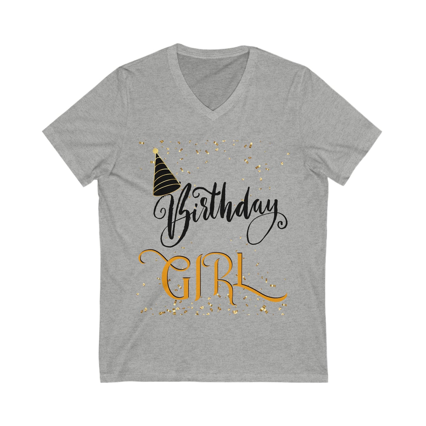 Birthday Girl Jersey Short Sleeve V-Neck Tee, Birthday T-Shirt for Women and Teens