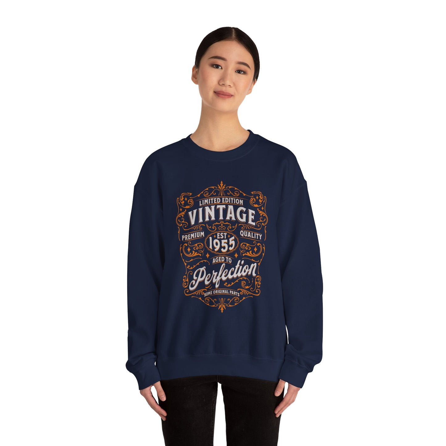 Personalized Vintage Perfection Crewneck Sweatshirt – Retro Graphic Pullover Shirt