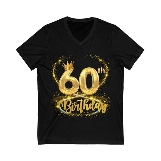 60th Birthday Jersey Short Sleeve V-Neck Tee,
