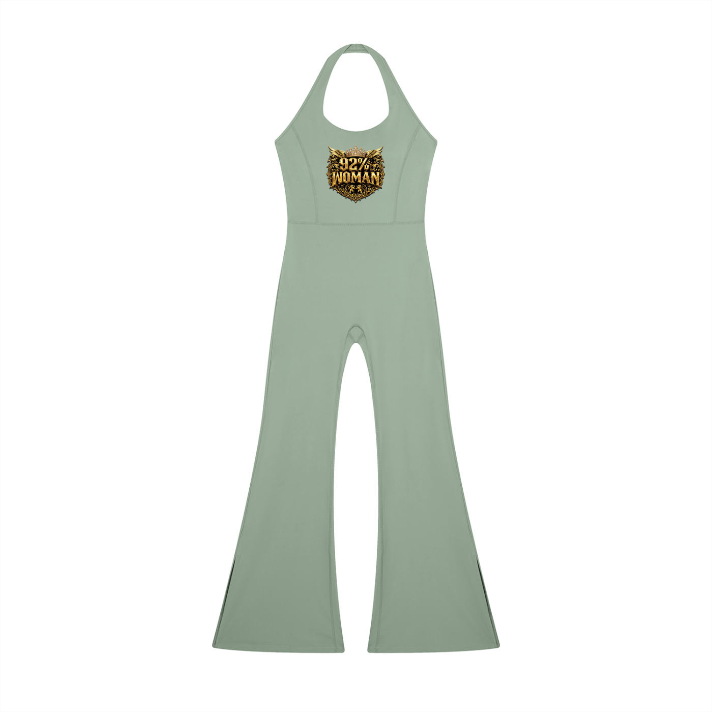92% Woman – Women's Graphic Halter Neck Flared Jumpsuit (Multi-Color)