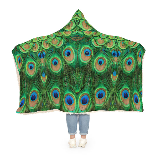 Peacock Pattern Snuggle Blanket - Cozy Hooded Throw for Relaxation & Gifts, Soft and Comfortable Mother's Day Gift,