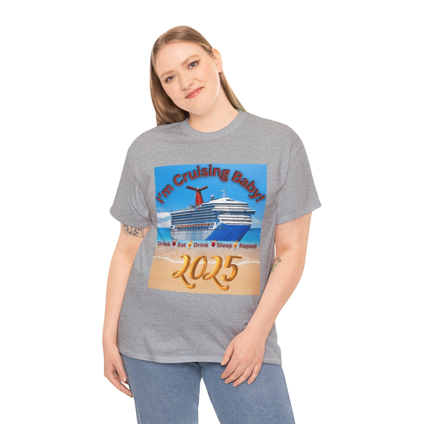 "I'm Cruising 2025" Unisex Heavy Cotton Tee, Cruise T-Shirts 2025, Unisex Cruise T-Shirts 2025, Bon Voyage Cruise Shirts