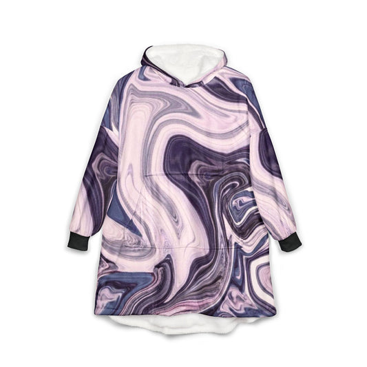 Cozy Purple Marble Print Unisex Hooded Blanket - Perfect for Chill Evenings and Gift-giving, Purple Lovers Colorful Hoodie, Mother's Day Gift