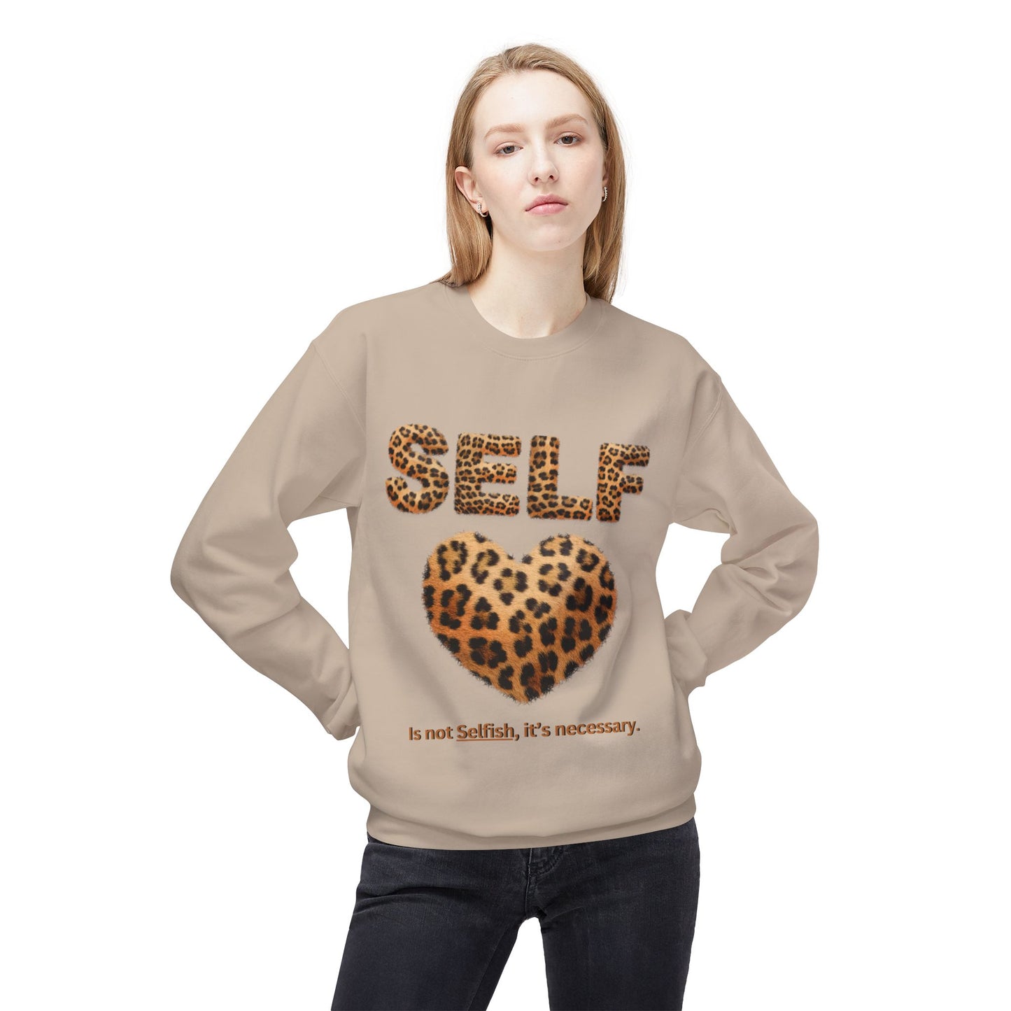 "Self-Love is not Selfish" Unisex Midweight Crewneck Sweatshirt, Women Empowerment Sweatshirt, Love Yourself Shirt