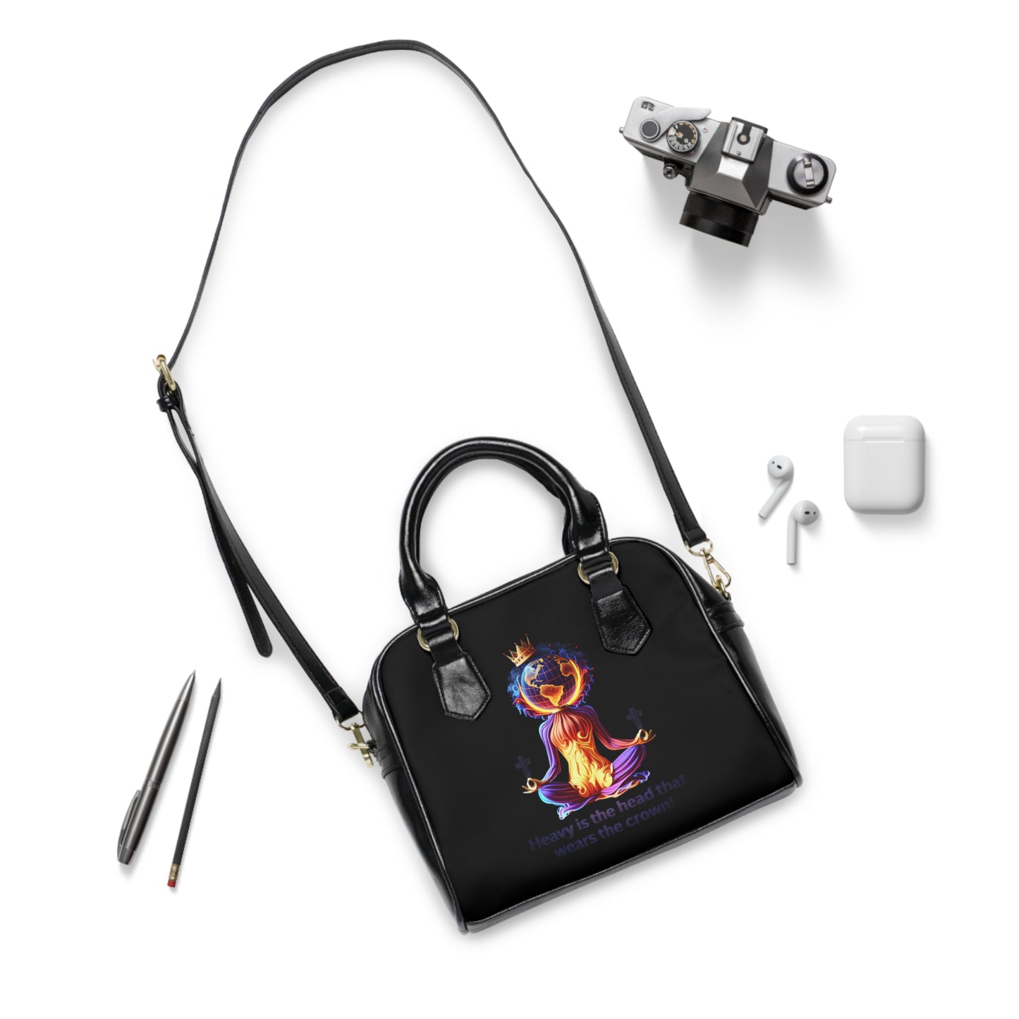 "Heavy is the Head" Shoulder Handbag for Women, Motivational Gift for Women, Custom Handbag for Women Empowerment
