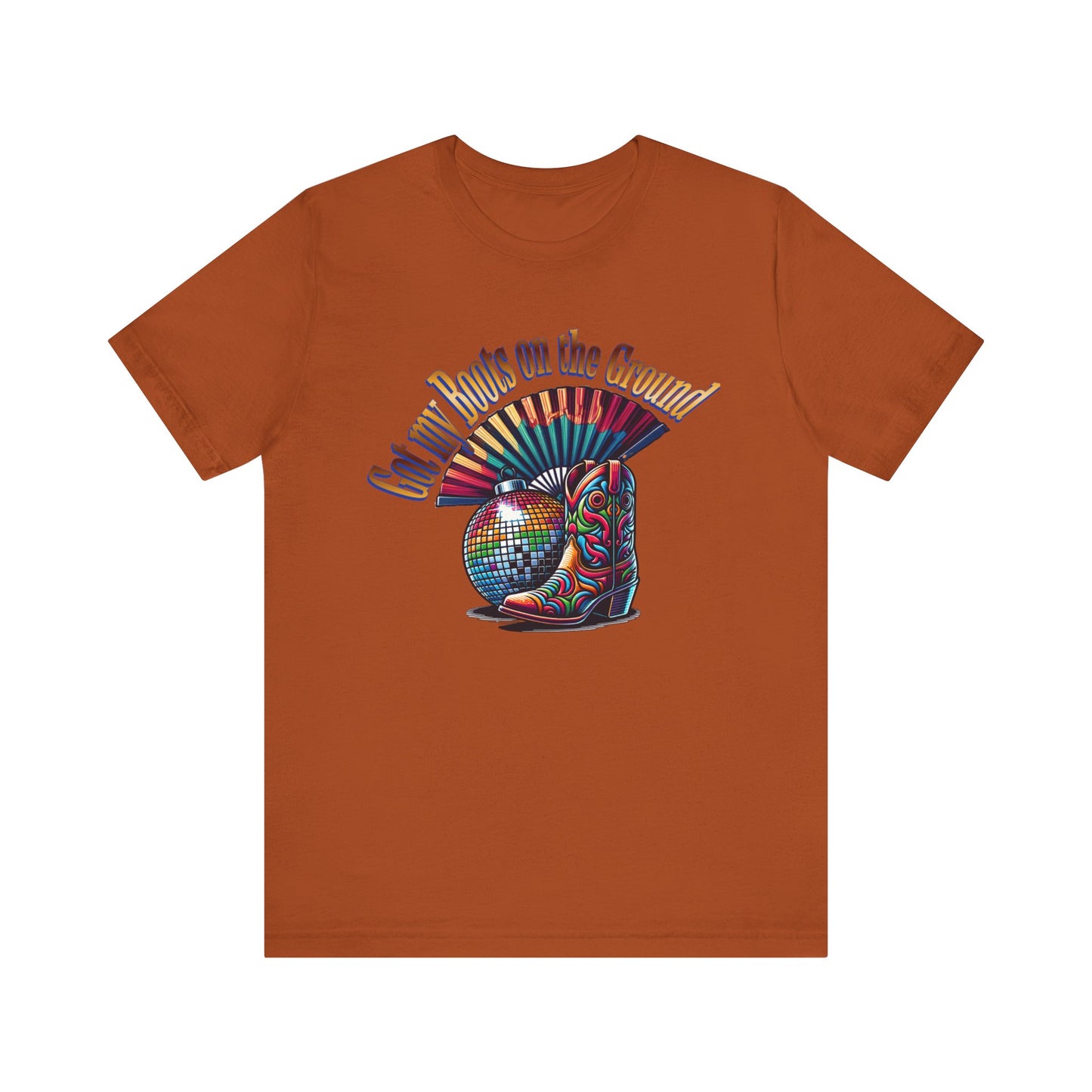 Boots on the Ground Groove Tee, Disco Ball Unisex Jersey Tee - Fun Tee for Latest Dance Crave Boots on the Ground Music Lovers