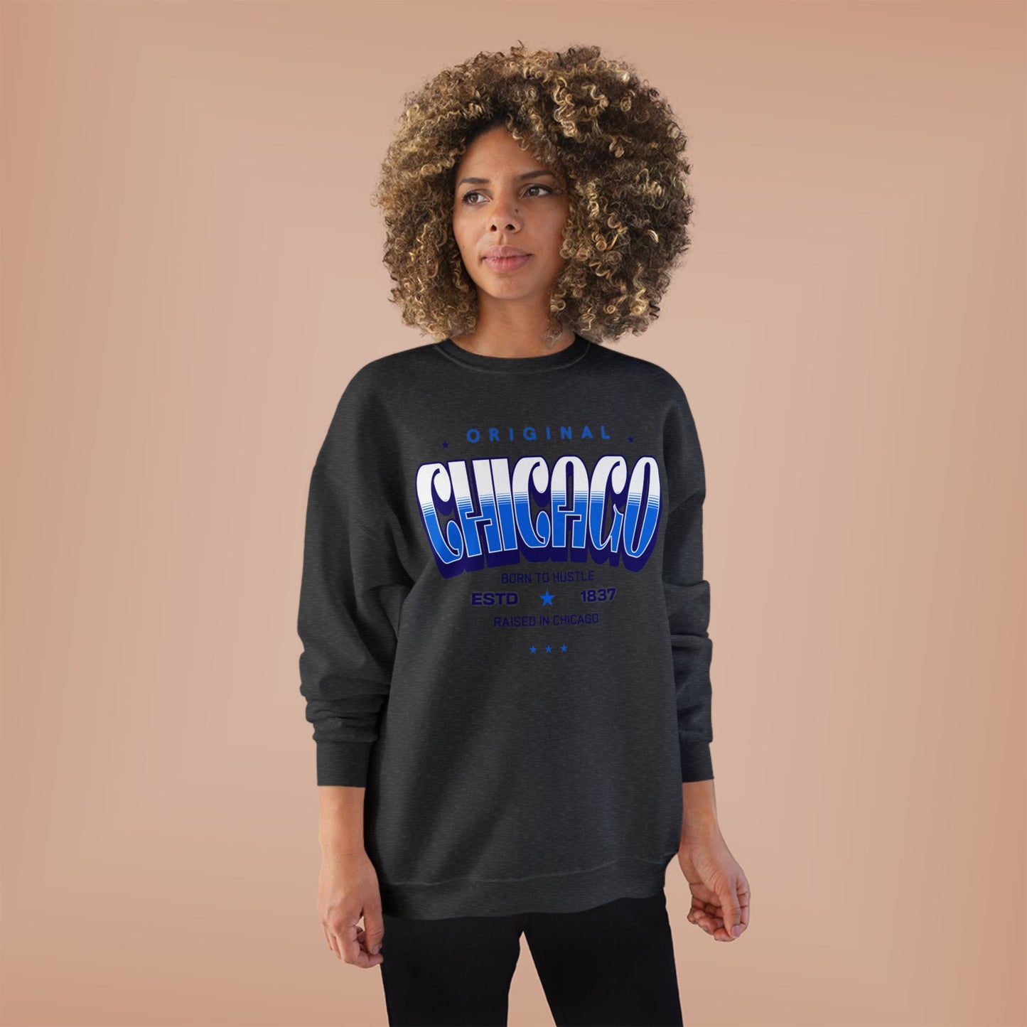 Chicago Hustle EcoSmart Crewneck Sweatshirt, Unisex Sweatshirt, Gift for Chicago Lovers, Trendy Streetwear, Casual Wear, Cozy Sweatshirt