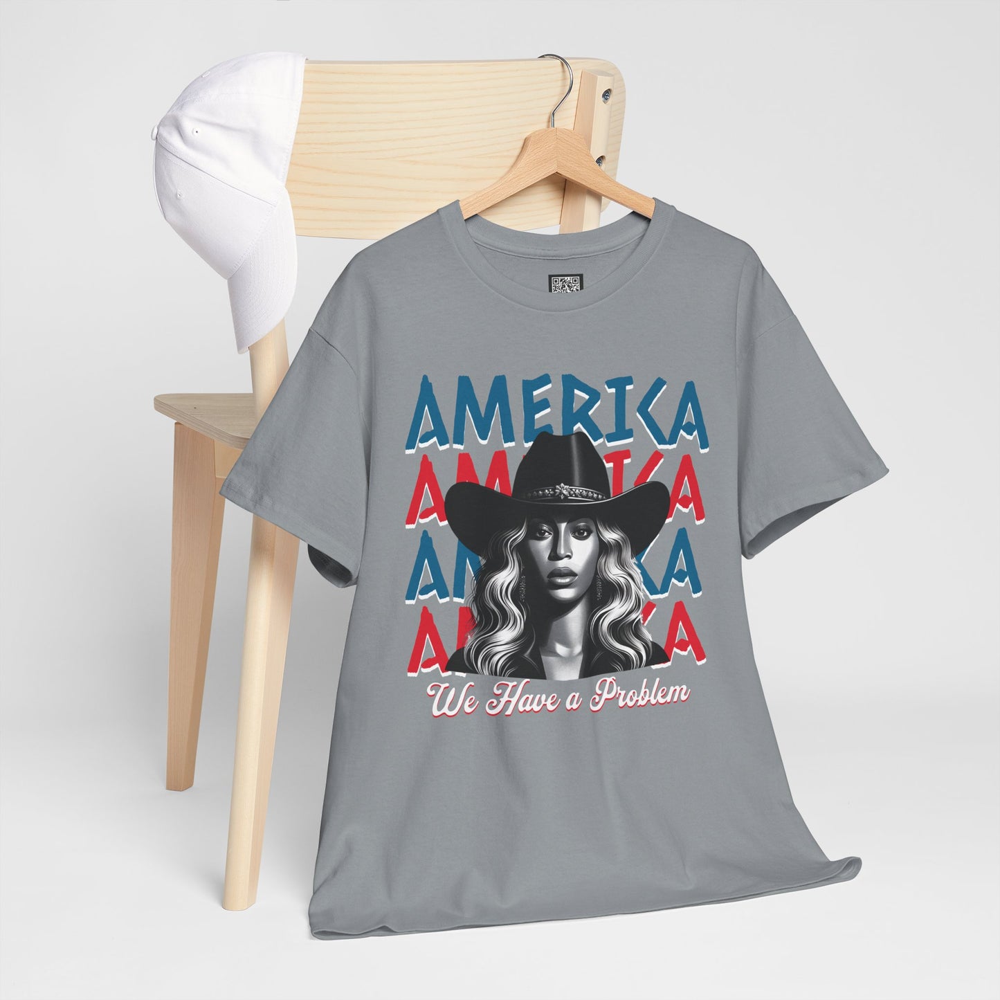 Patriotic Unisex Heavy Cotton Tee - 'Beyonce, America, We Have a Problem' Graphic Tee for Beyonce Fan Lovers, Beyonce Concert Tees