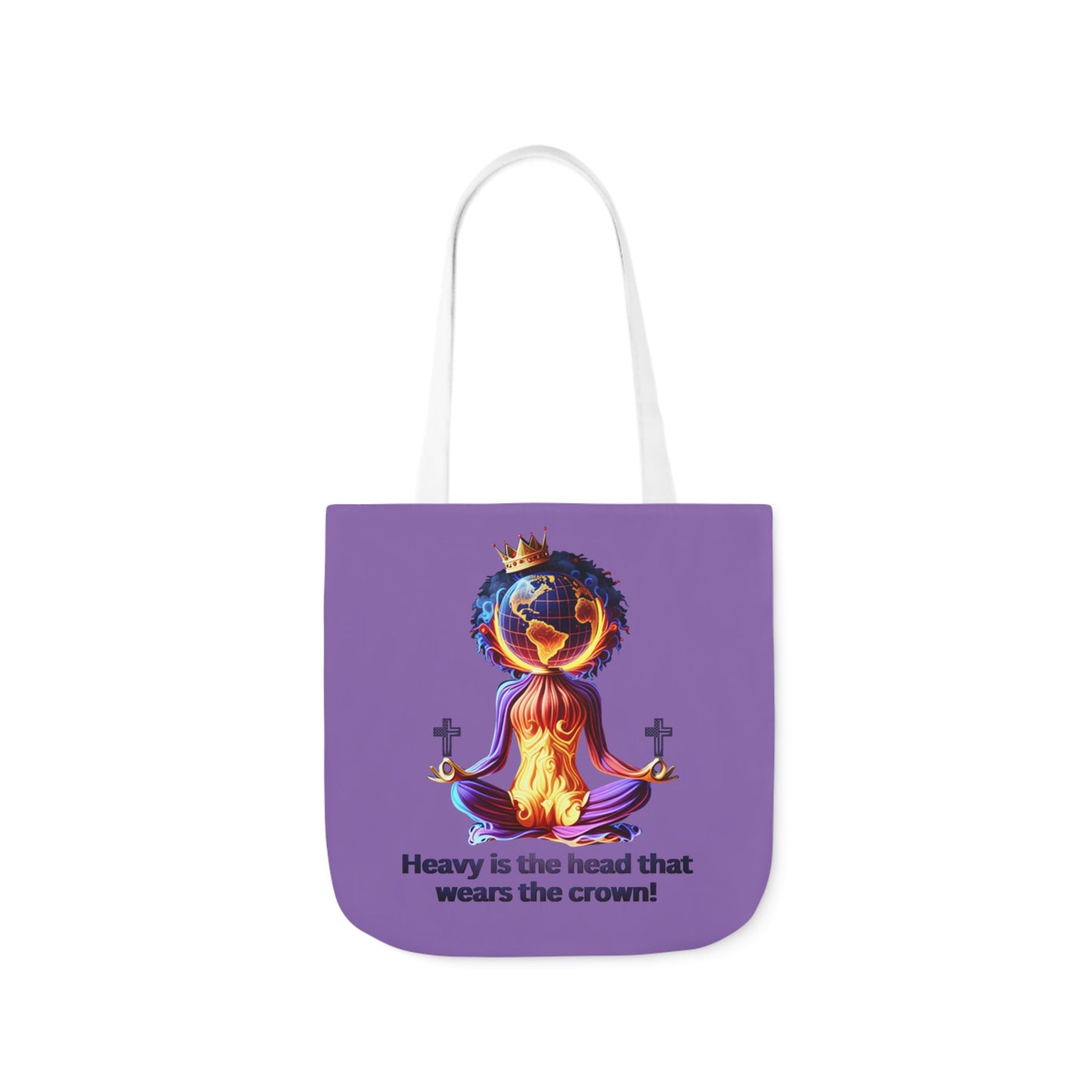 "Heavy is the Head" Canvas Tote Bag, 5-Color Straps, Purple Tote Bag for Women, Purple Inspirational Tote Bag for Women, Tote Bag Gift for Women