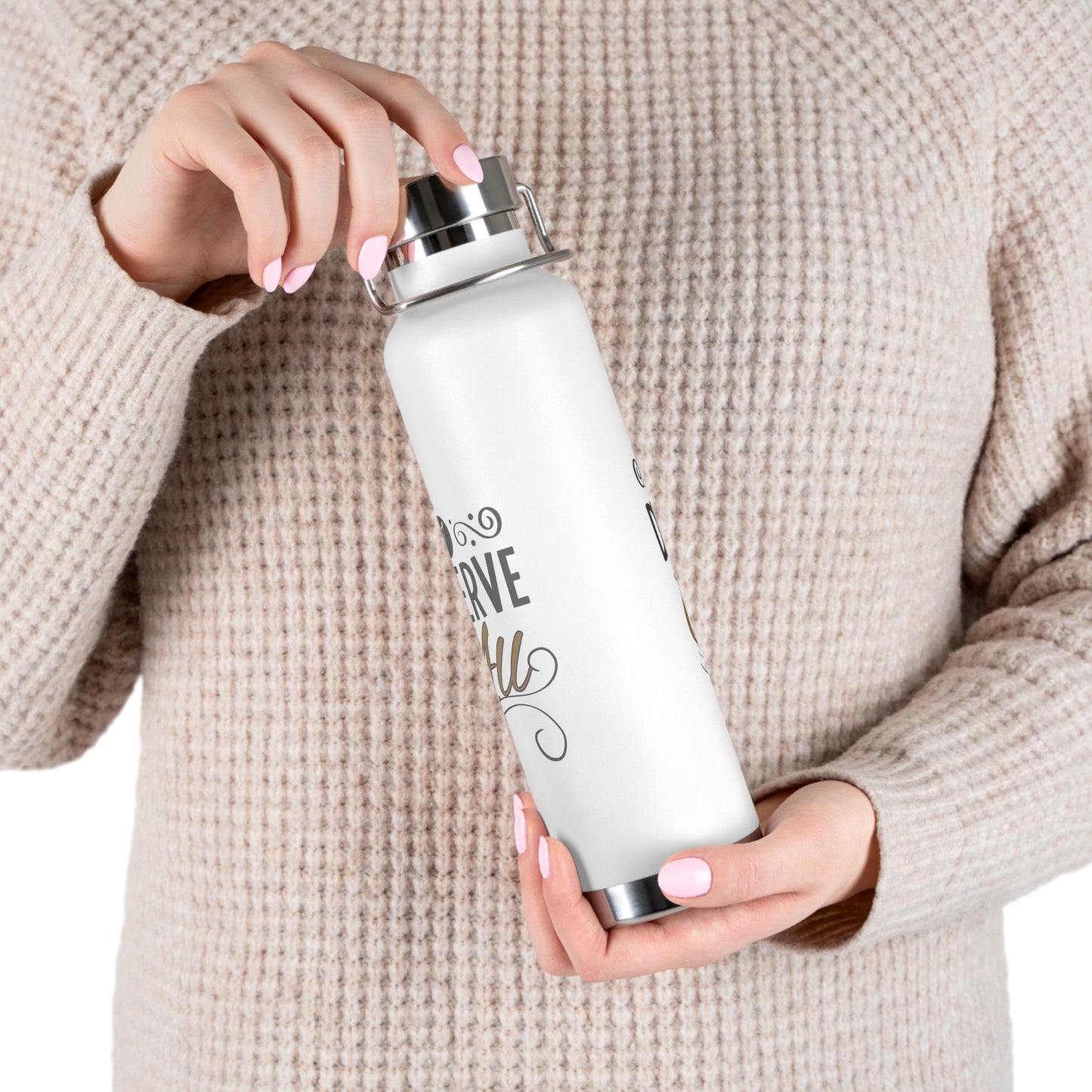 "I Deserve It All" Copper Vacuum Insulated Bottle, 22oz, Inspirational Lyrics from Kendrick Lamar Man in the Garden, Kendrick Lamar Fan Merchandise