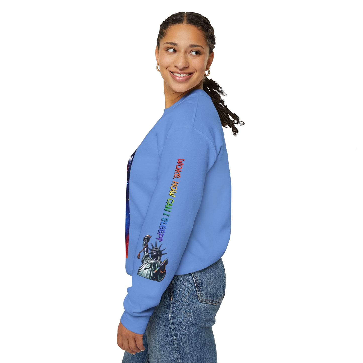 America Graphic Crewneck Sweatshirt - Juneteenth Unisex Heavy Blend™ - Casual Activist Fashion, No Kings Protest Shirt, Hands Off Protest Tee